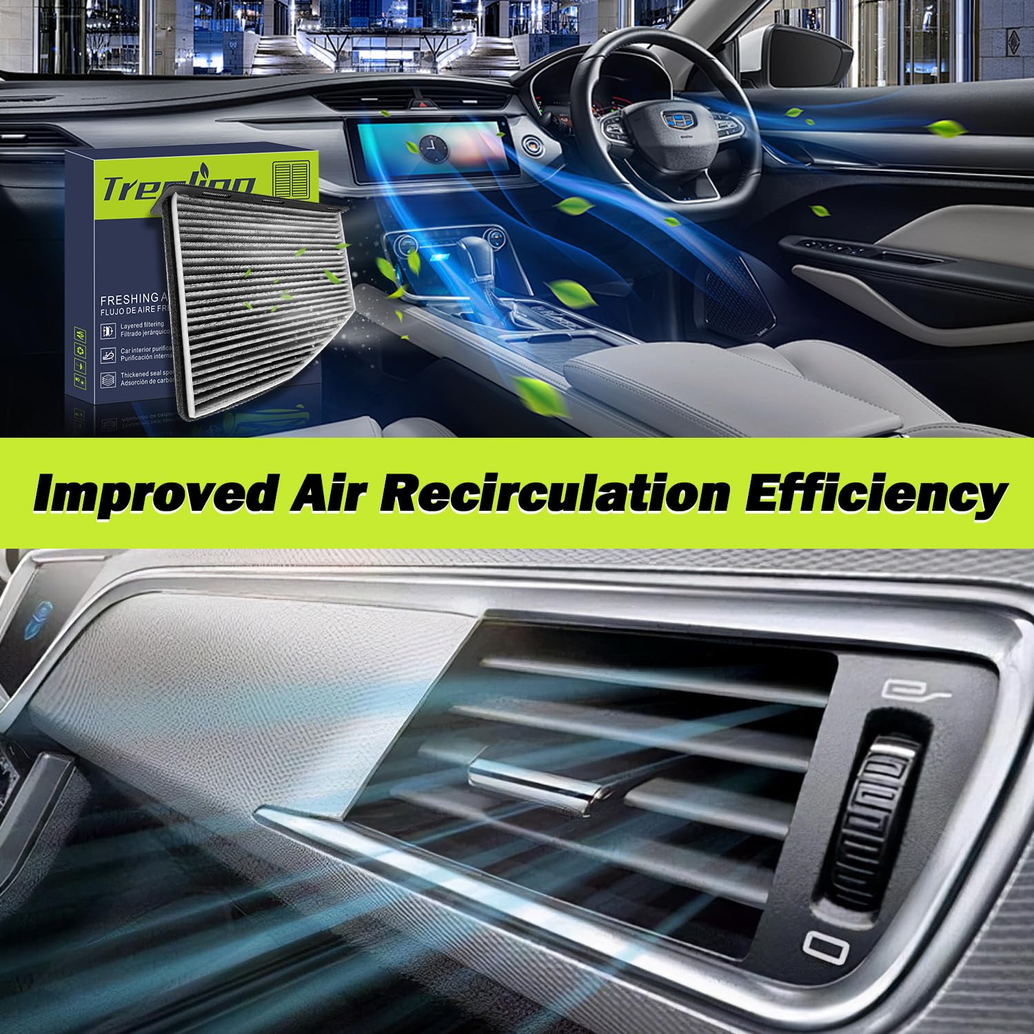 Treeligo Cf10373 Cabin Air Filter Jetta, Passat, Beetle, Tiguan, Golf, Cc, Eos, Rabbit, A3, Gti, R32, Q3 Quattro, Q3, Tt, Tt Qua