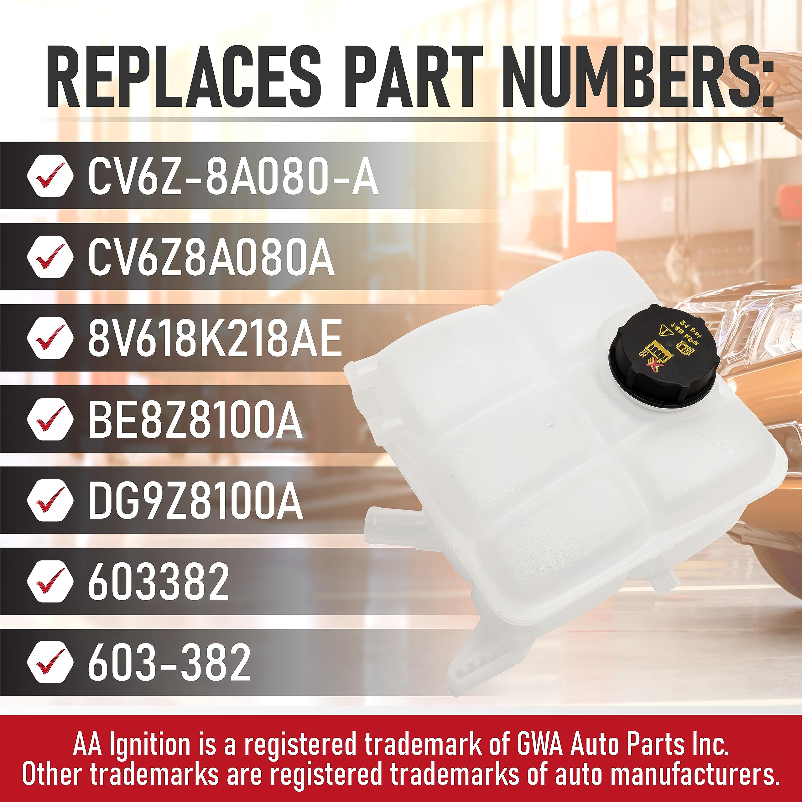 Replacement Coolant Fluid Overflow Expansion Reservoir Bottle Tank - Compatible With Ford Vehicles - C-Max, Escape, Focus, Trans