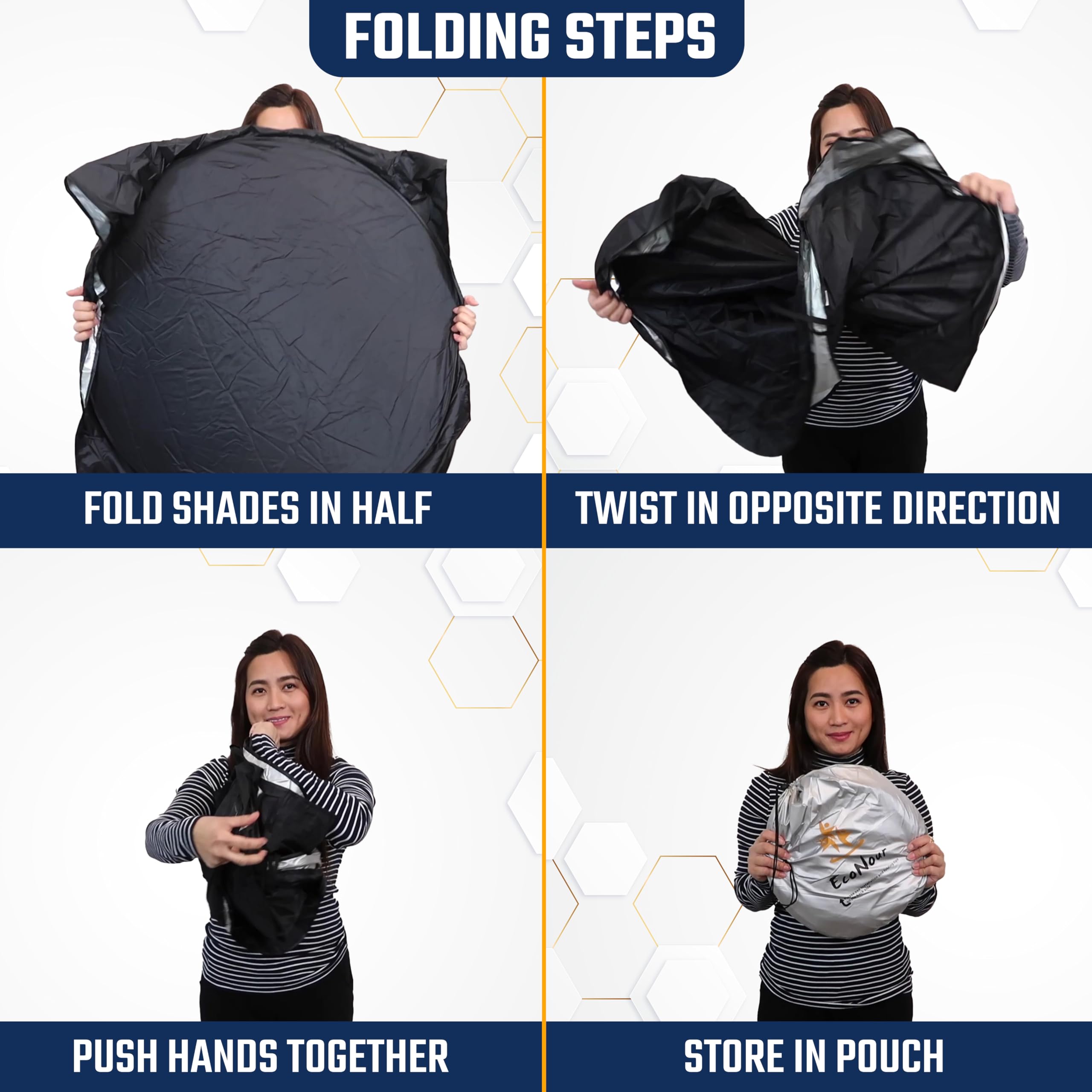 Econour Car Windshield Sun Shade With V-Cut  Durable 240T Material Car Sun Visor For Uv Rays And Sun Heat Protection  Car Interi