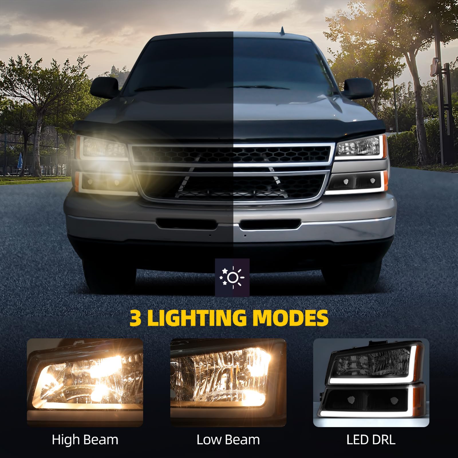 Dwvo Headlight Assembly Compatible With 2003 2004 2005 2006 Chevy Avalanche Silverado 1500 1500Hd 2500 2500Hd 3500/2007 Chevrole