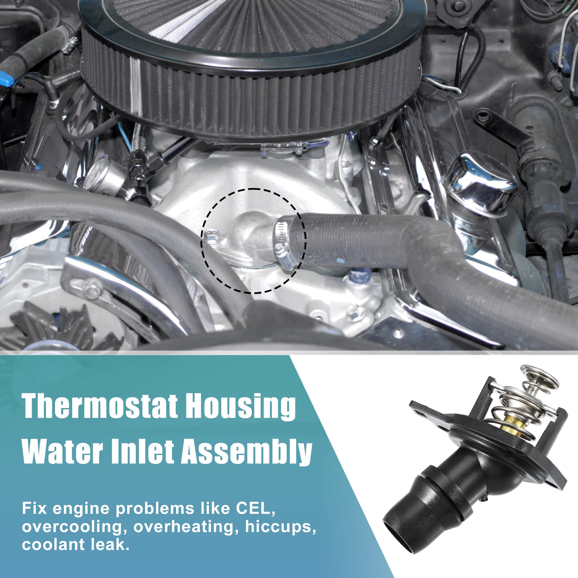 X Autohaux 19301-Raa-A02 19301Raaa02 Engine Coolant Thermostat Housing Assembly For Honda Accord 2.4L L4 2003-2007 For Honda Element 2.4L L4 2003-2011