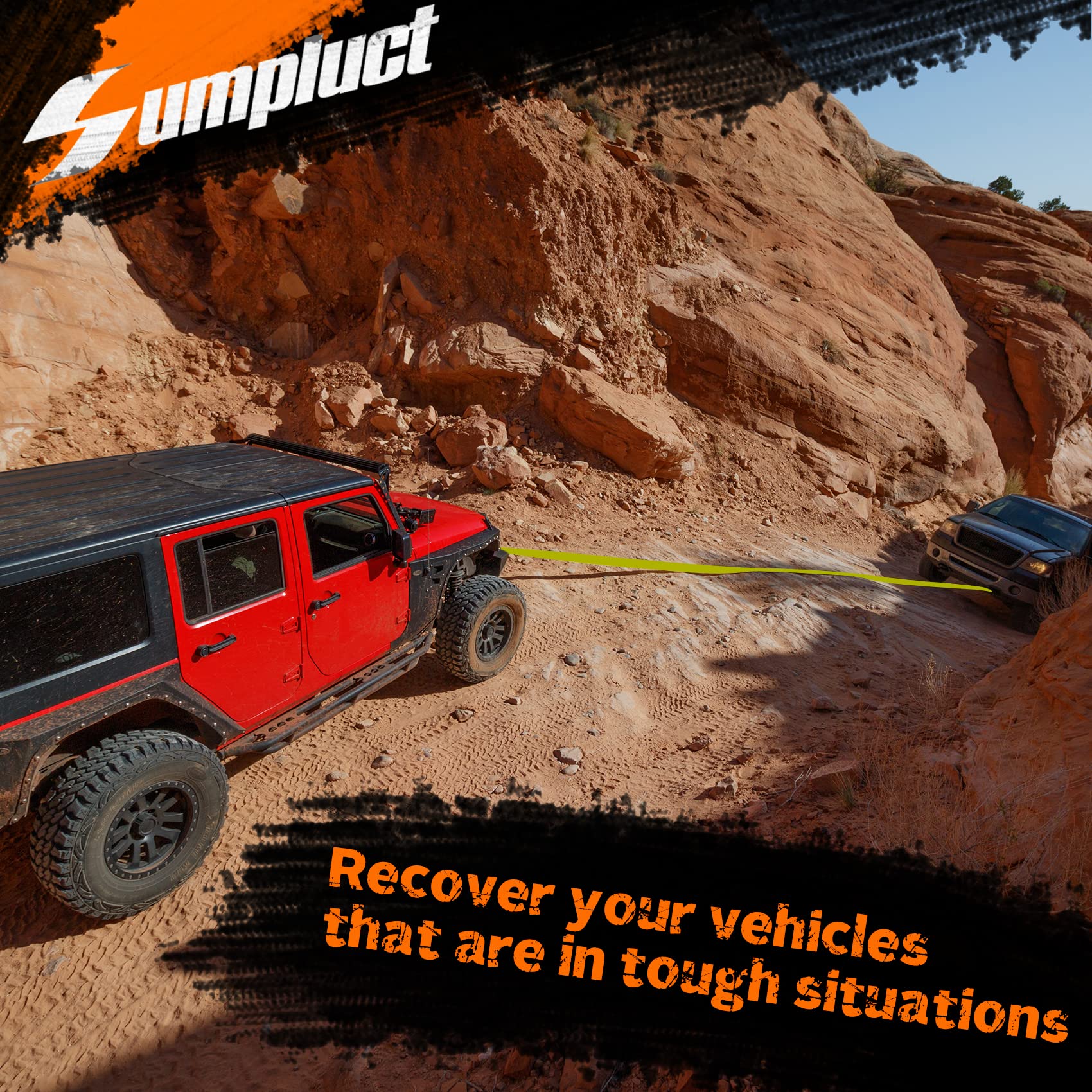 Sumpluct Recovery Tow Strap 2Packs 2In X 20Ft Heavy Duty 20,000 Lbs Break Strength, Use For Emergency 4X4 Towing Rope, Tree Saver, Winch Strap, Triple Reinforced Loops, Protective Sleeves