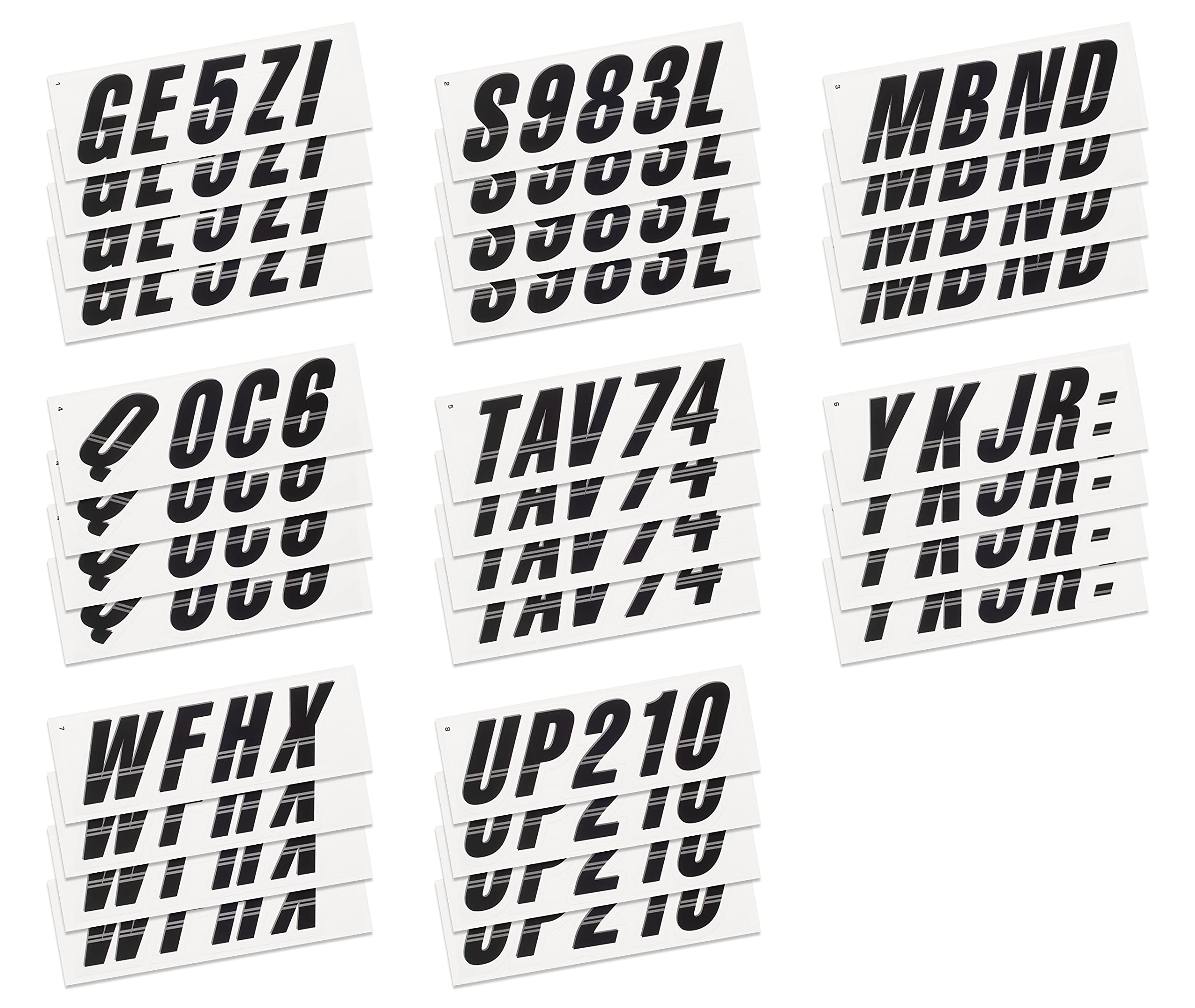 Stiffie Techtron Black/White 3 '' Boat & Pwc Registration Decals  Numbers Letters Stickers