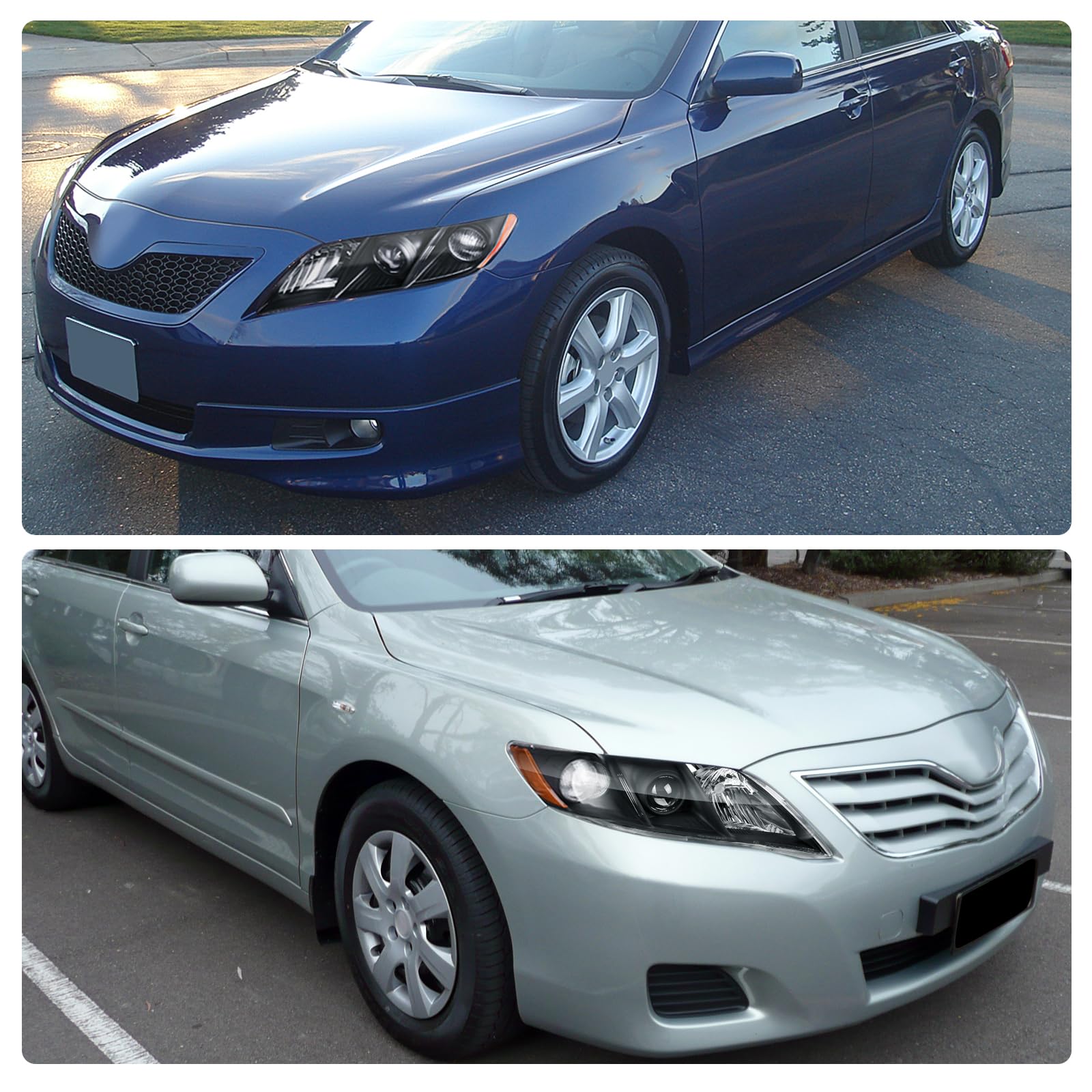 Dwvo Projector Headlight Assembly Compatible With 07 08 09 2007 2008 2009 Camry Exclude Hybird Black Housing With Amber Reflecto