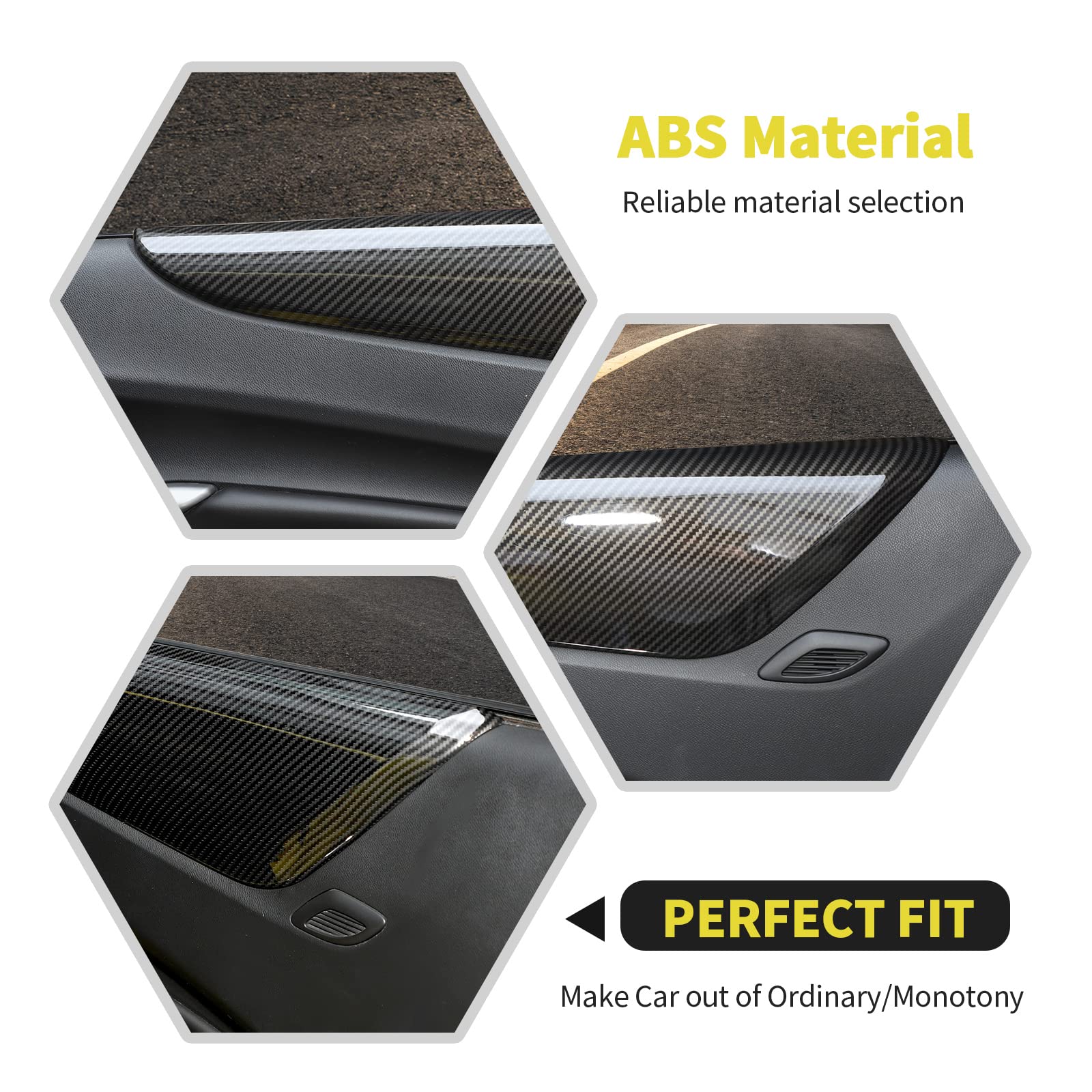 Interior Door Panel Armrest Trim Cover Decoration Interior Accessories For Chevrolet Camaro 2016-2022,Carbon Fiber Grain