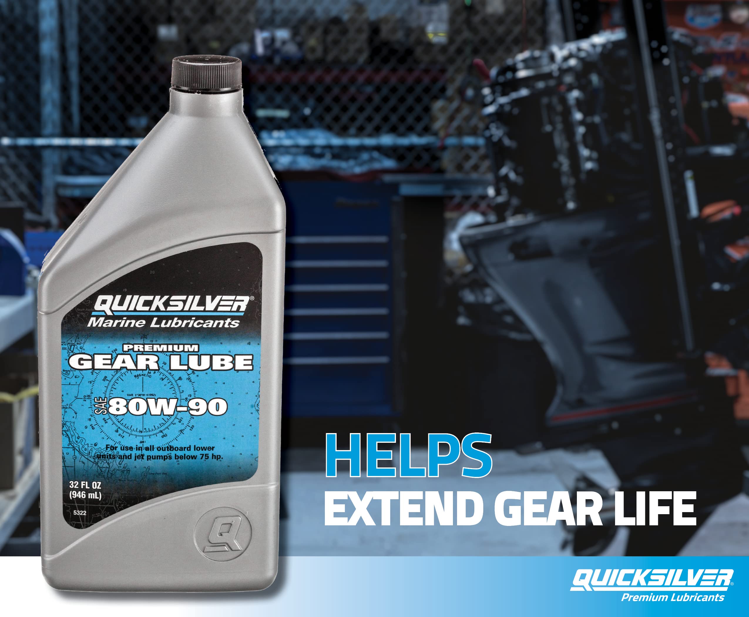 Quicksilver by Mercury Marine 80W-90 Premium Gear Lube, Marine Engine, 9 Oz.