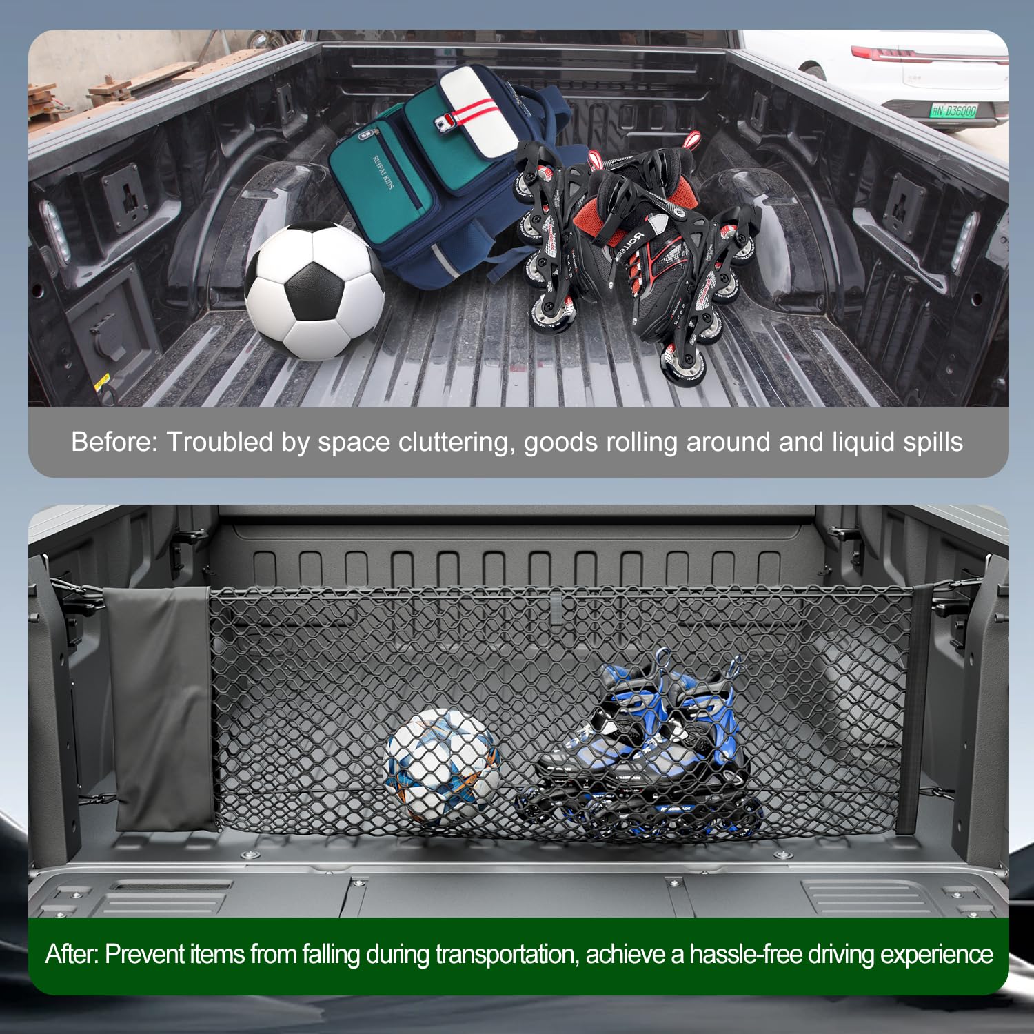 xipoqix Truck Bed Cargo Net 49.21 x 18.11 Inch Compatible with 2015-2025 Ford F150 Truck Bed Organizer Mesh Net Replacement for