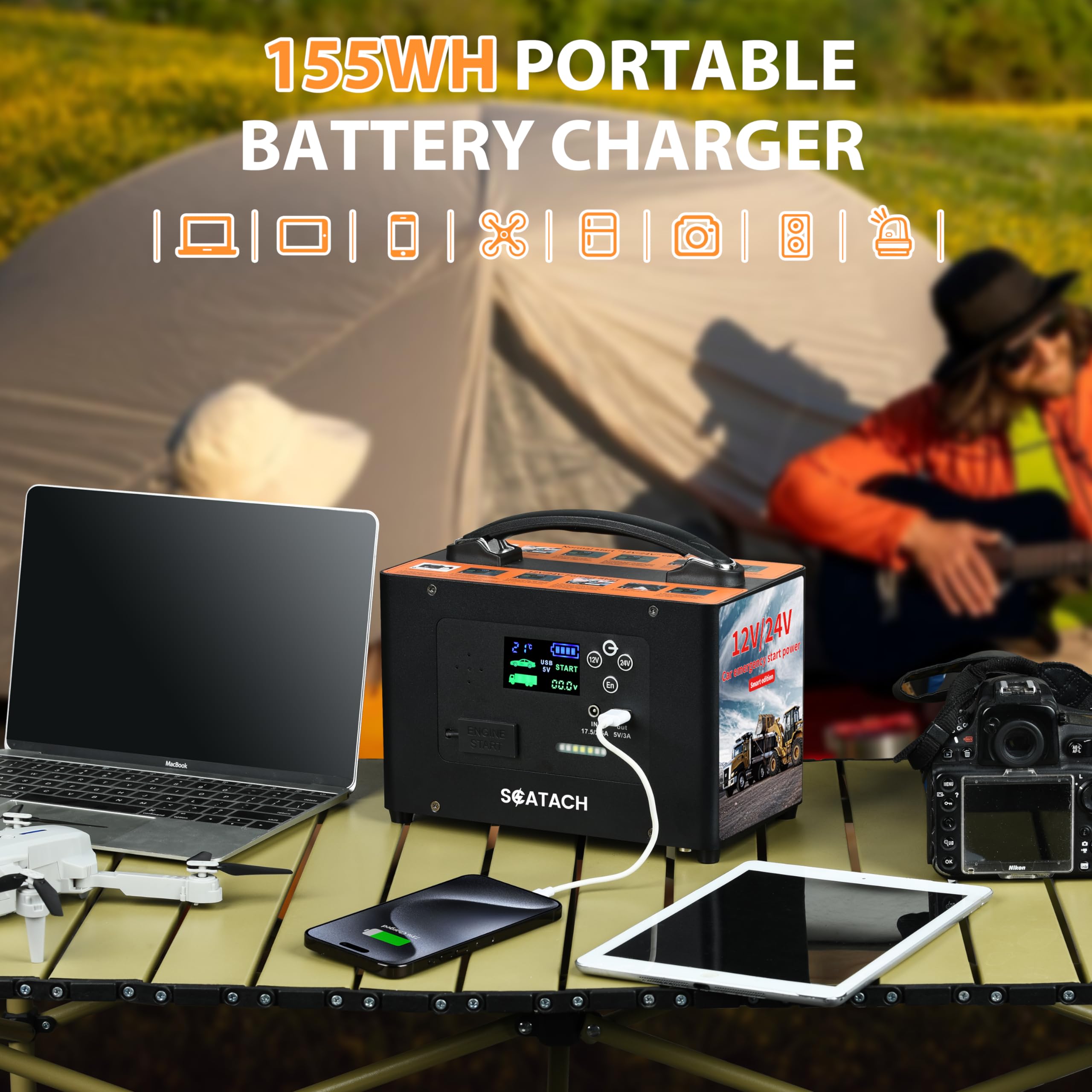 Scatach V10-1 10000A Car Jump Starter,155Wh Battery Jumper Start Power Station For All Gas Or Diesel,24V/12V Heavy Duty Lithium