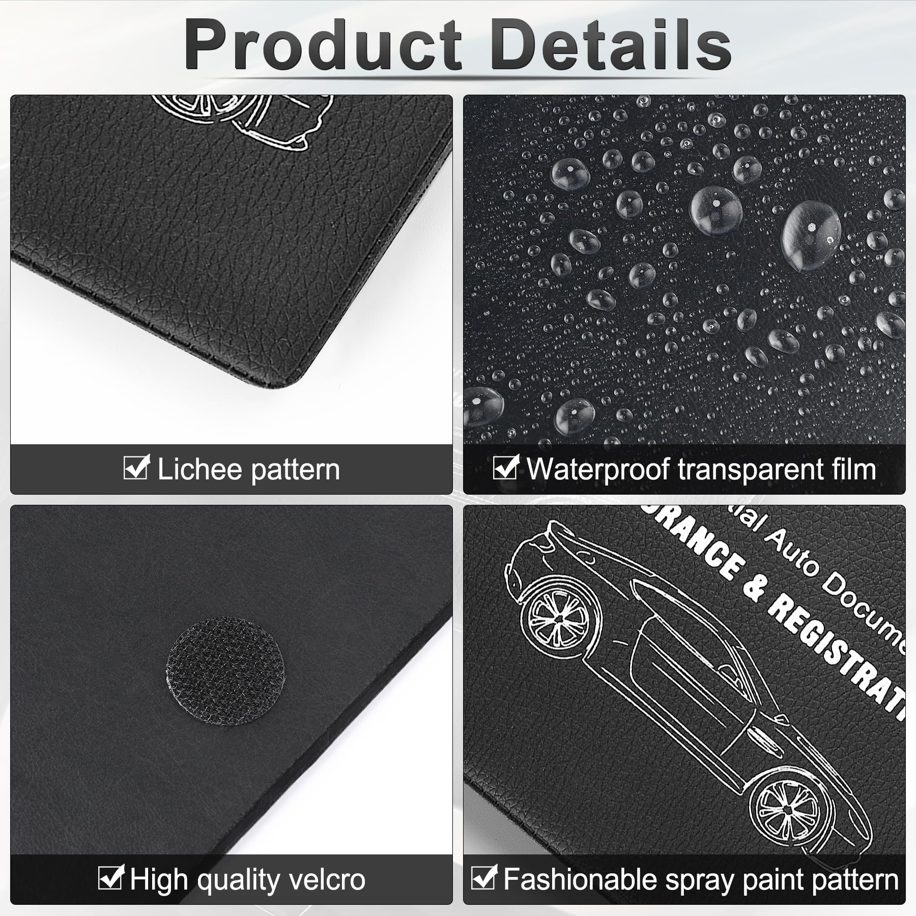 Uyye Lichee Pattern 2-Pack Documents Registration And Insurance Holder, Print Patterns Car Glove Box Organizer Wallet, Car Inter