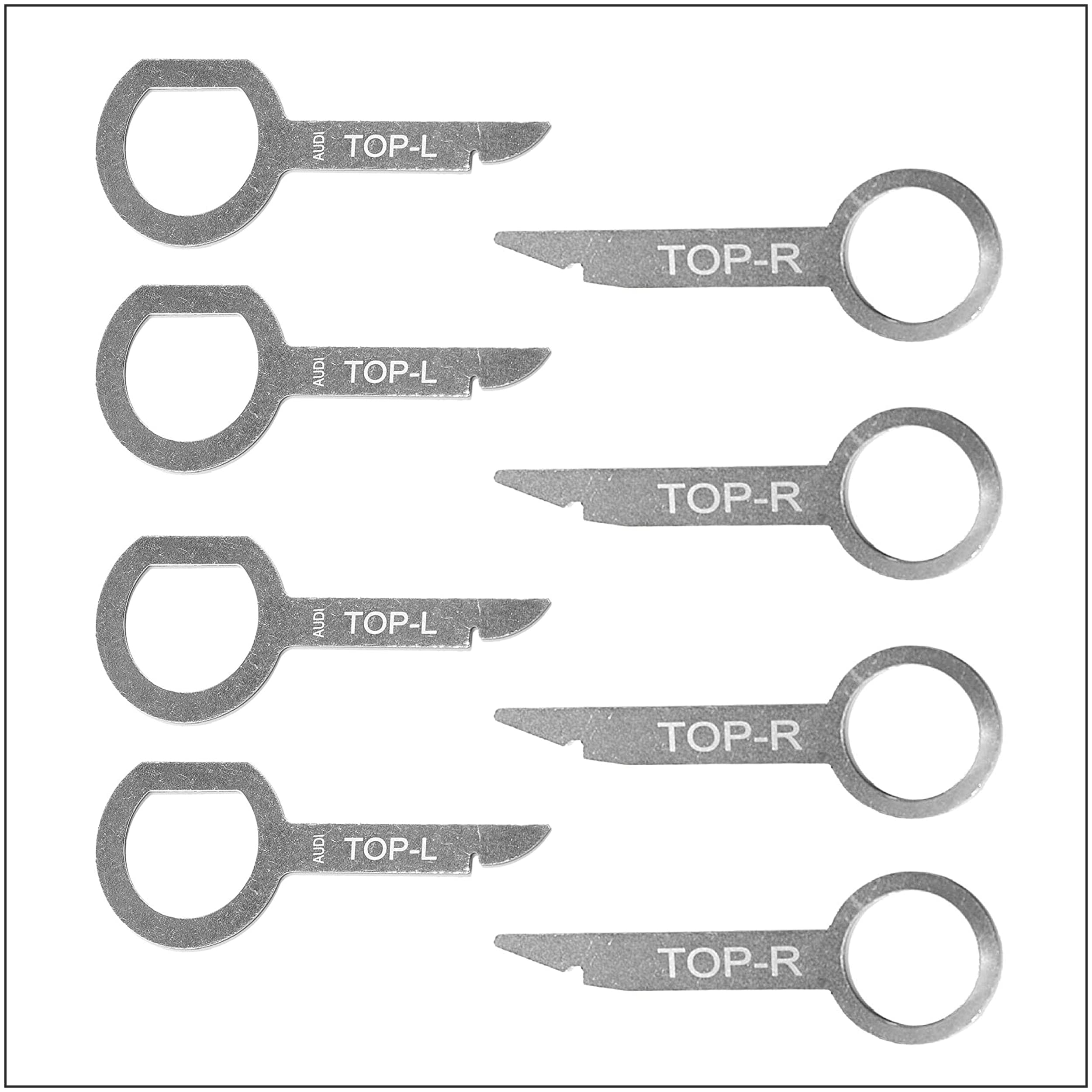 Afa Tooling - Radio Removal Tool (8 Pcs) - Works For 1C0-051-530 And T87P-19061-A, Ford, Audi. Vw, Mercedes, And More - Car Stereo Din - 8 Specialty Keys For Radio Removal