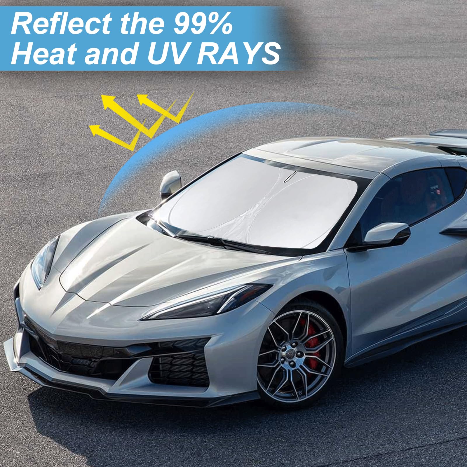 Sunshade For Chevy Corvette Windshield Sun Shade For Chevrolet Corvette C8 2020-2023 2024 2025 Grand Sport Corvettes Accessories