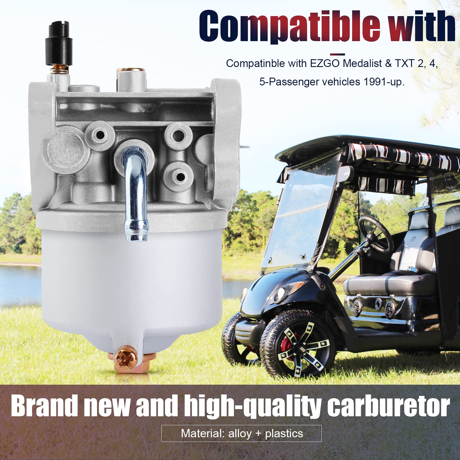 Qazaky Carburetor Compatible With Ezgo Golf Cart 295Cc Gas Robin Engine Medalist Txt Marathon Workhorse 26645-G01 26645-G03 26645-G04 26725-G01 26726-G01 26727-G01 72558-G02 G03 72840-G01 603901 17553