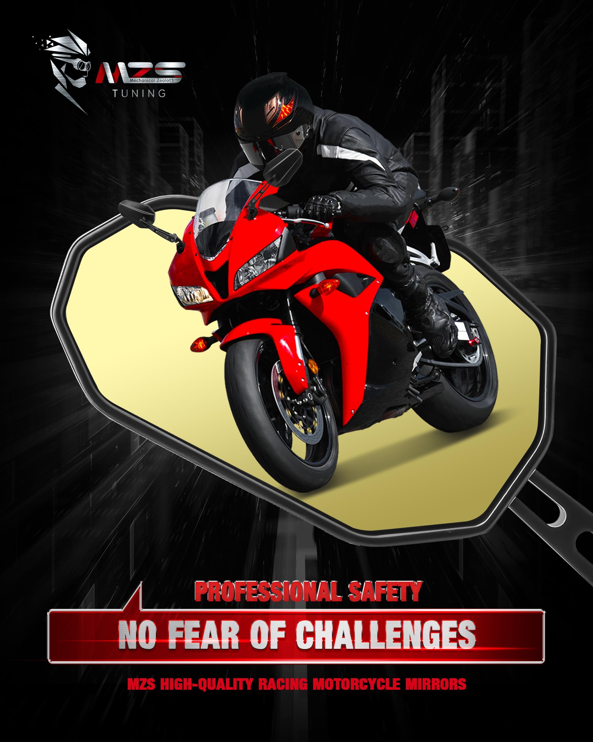 Mzs Racing Motorcycle Mirrors, Double Adjustable Fairing Rear View Side Mirror Arrow Black Compatible With Cbr600Rr Cbr1000Rr Cb