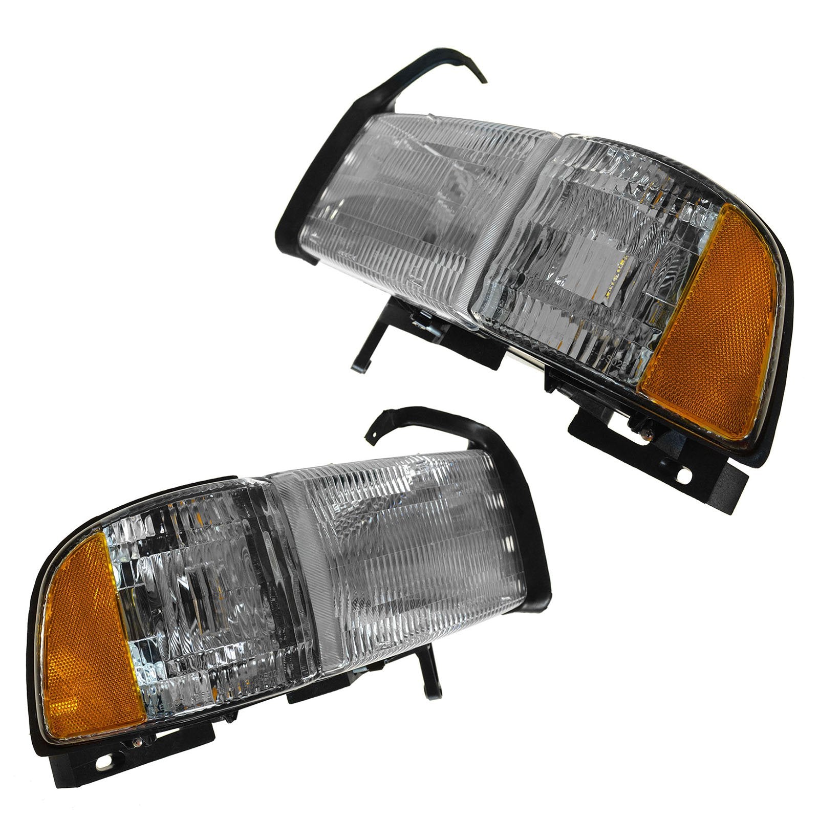 Trq Driver & Passenger Side Headlight Assembly Set Headlights Driver & Passenger Side Compatible With 1994-2002 Dodge Ram 1500 R