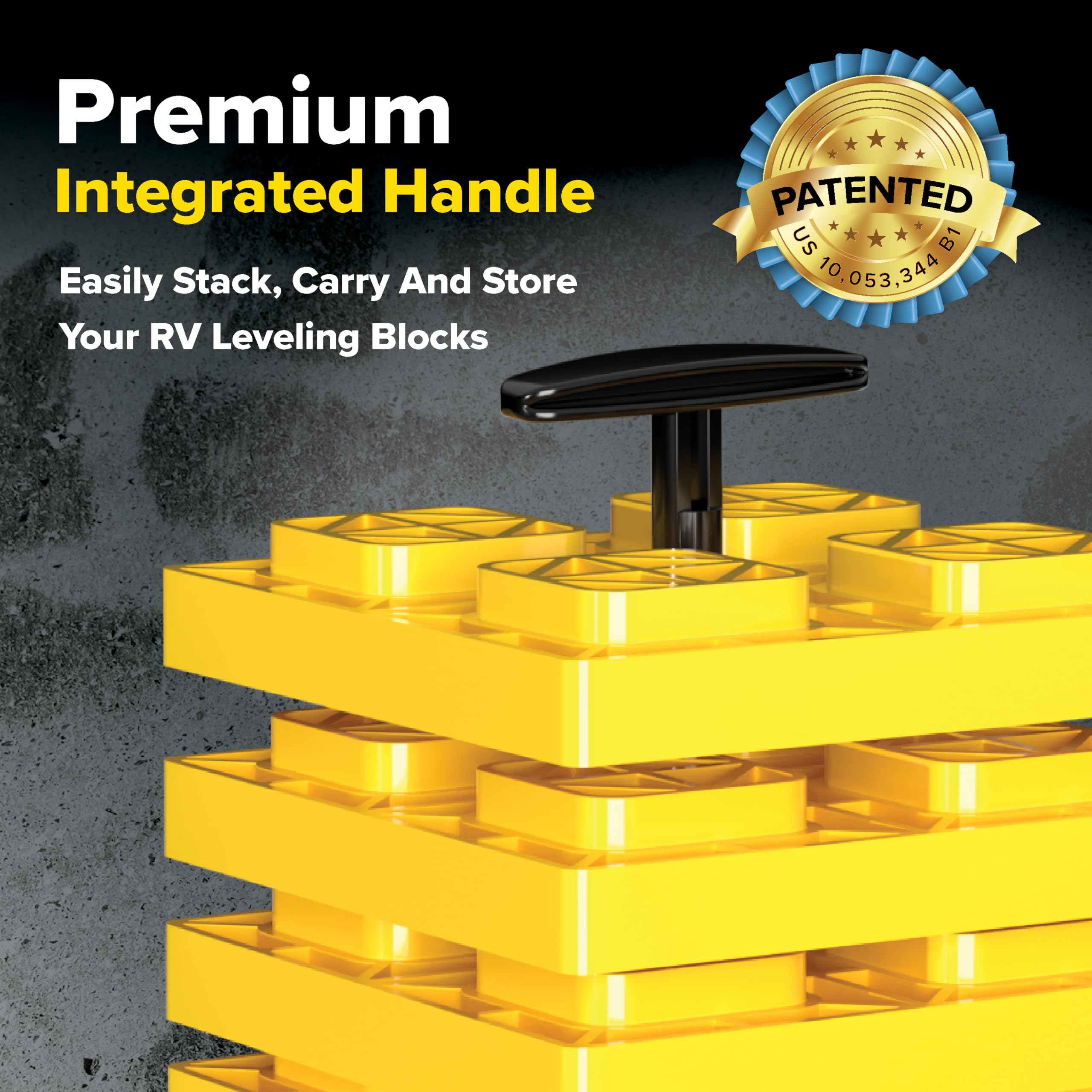 Camco Fasten Camper / Rv Leveling Blocks - Features Interlocking Design For Customizable Height - Carrying Handle Twists To Secu