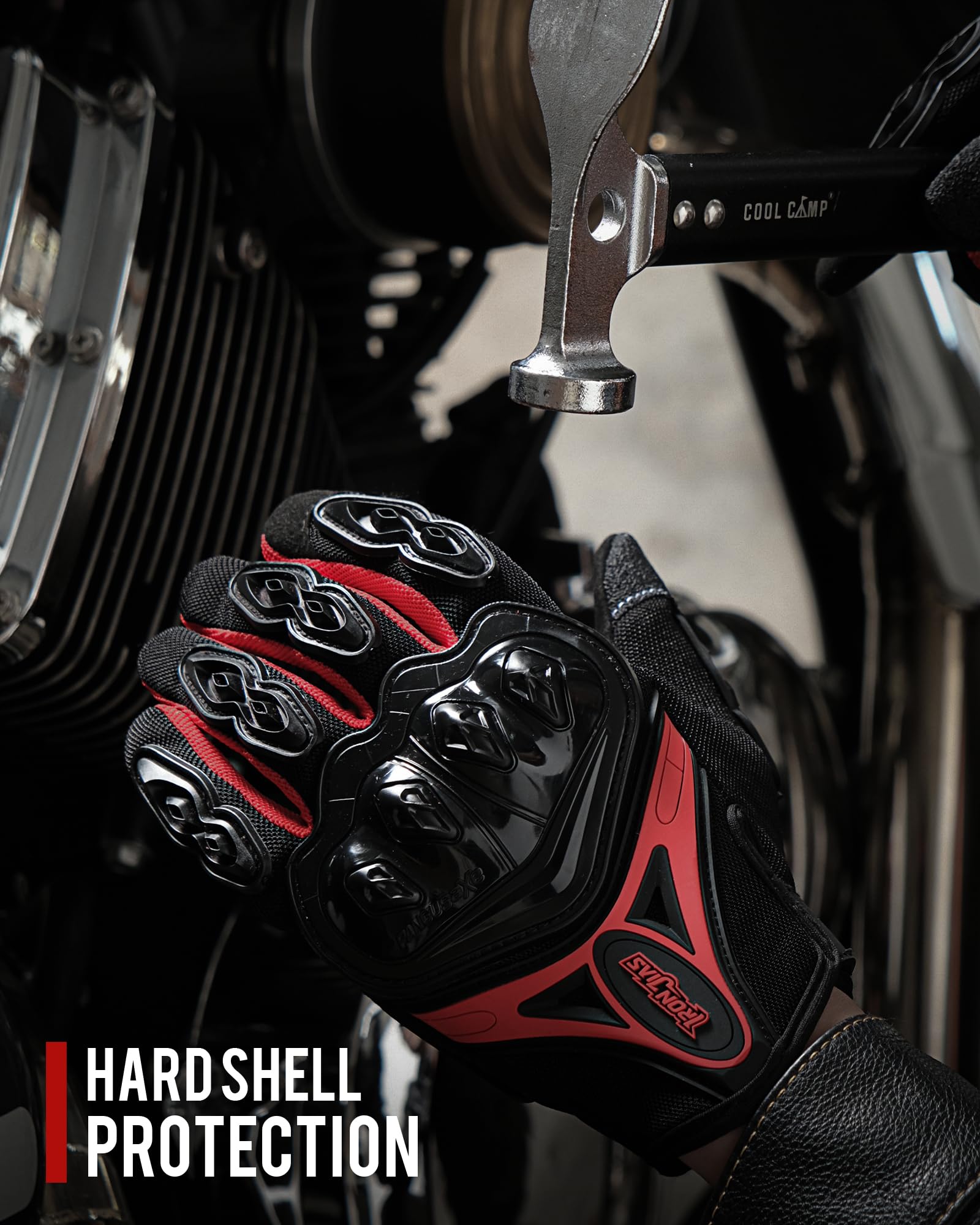 Iron Jia'S Motorcycle Gloves Full Finger Durable For Road Racing Bike Summer Spring Powersports Support Touch Screen Red-Xl