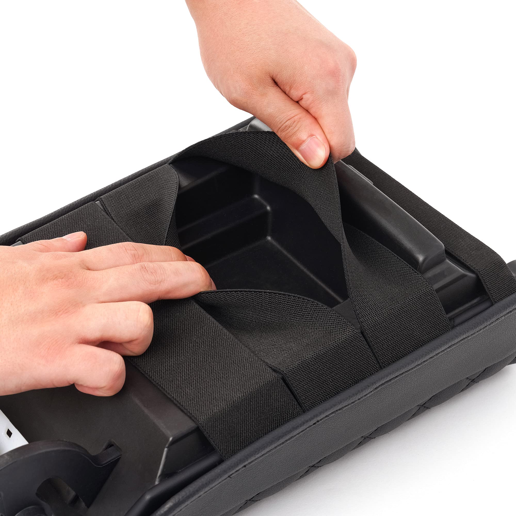 Kmmotors Model Y, Model 3 Center Console Cover Quilting Black, Armrest Cushion, Console Protector, Vegan Leather, Tesl* Accessor