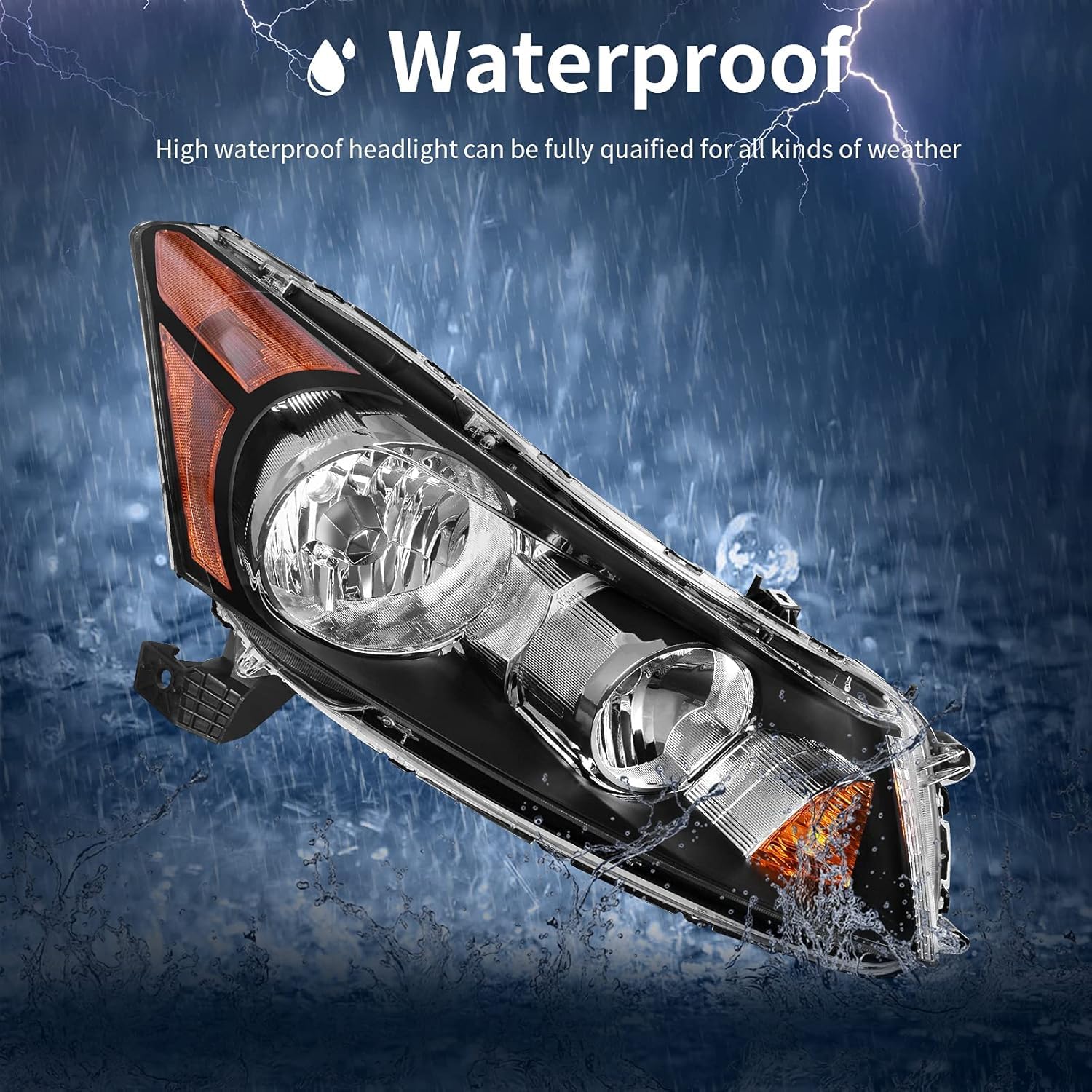 Autosaver88 Headlight Assembly Compatible With 2008-2012 Honda Accord Sedan 4-Door, 08 09 10 11 12 Accord Headlights, Driver And