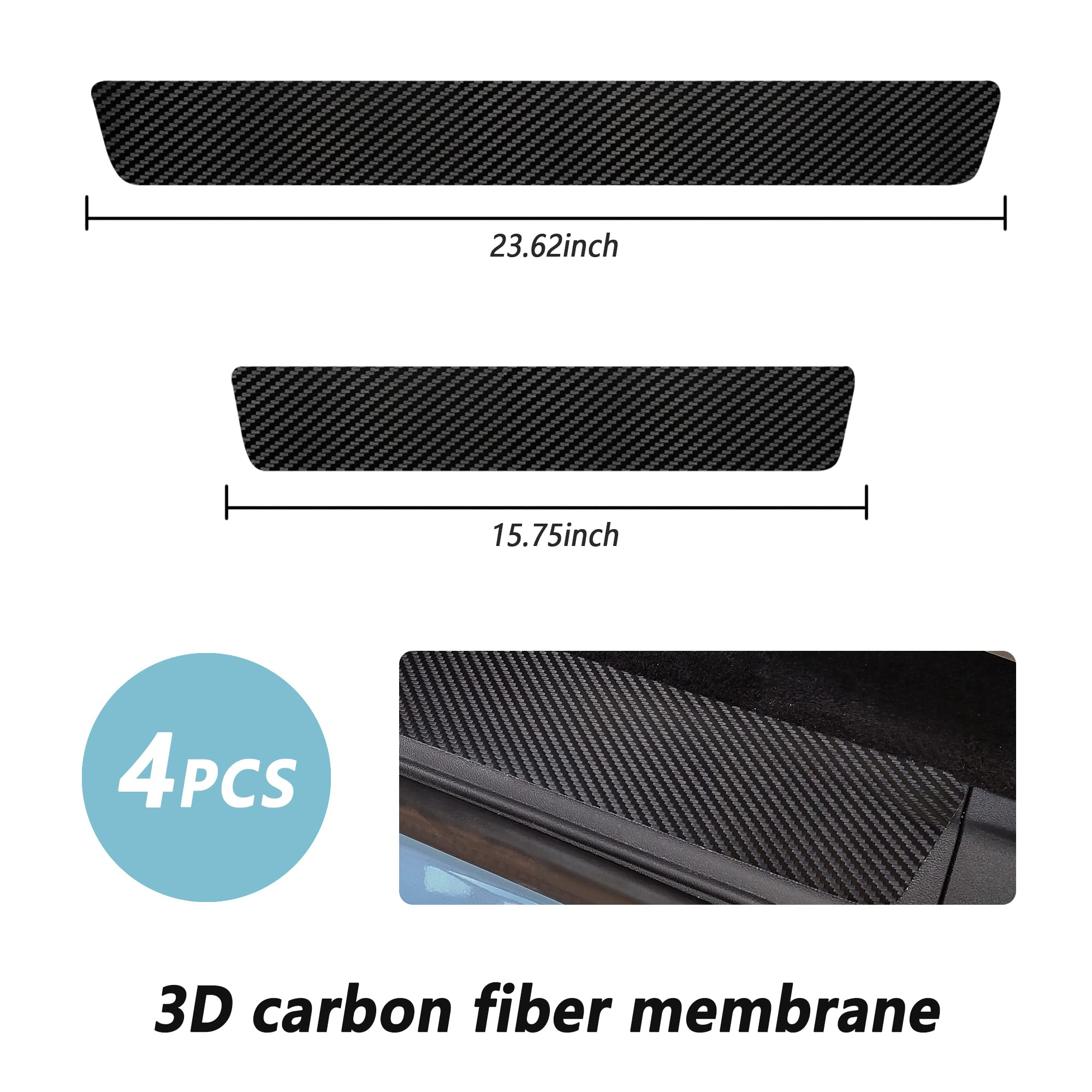 4Pcs Car Door Sill Protector,Carbon Fiber Sport Threshold Anti-Scratch Sticker Door Edge Protection Decorate,Interior Accessories Self-Adhesive Anti-Scratch Waterpoor (Carbon Fiber)