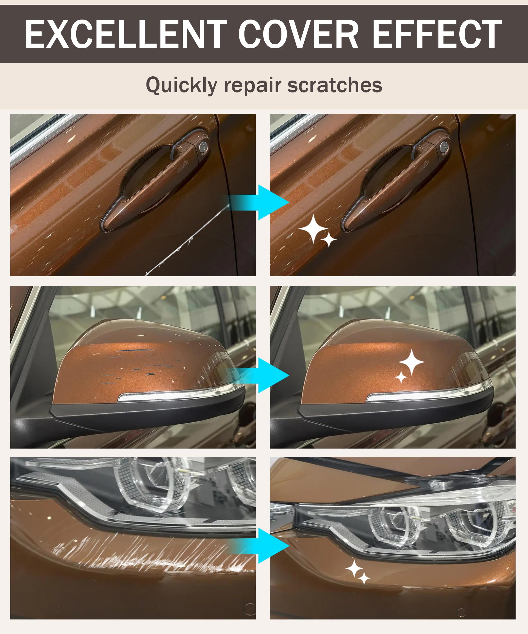 Bylikeho Touch Up Paint Pen - Erase Car Scratches Quickly and Easily (Brown)