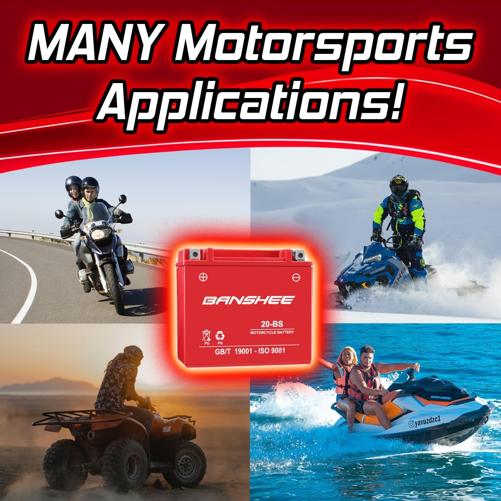 Banshee 20-BS Replacement Battery For YTX20-BS Motorcycle Battery for Haley Davidson FXST FLST Softail 1340CC 84-'90