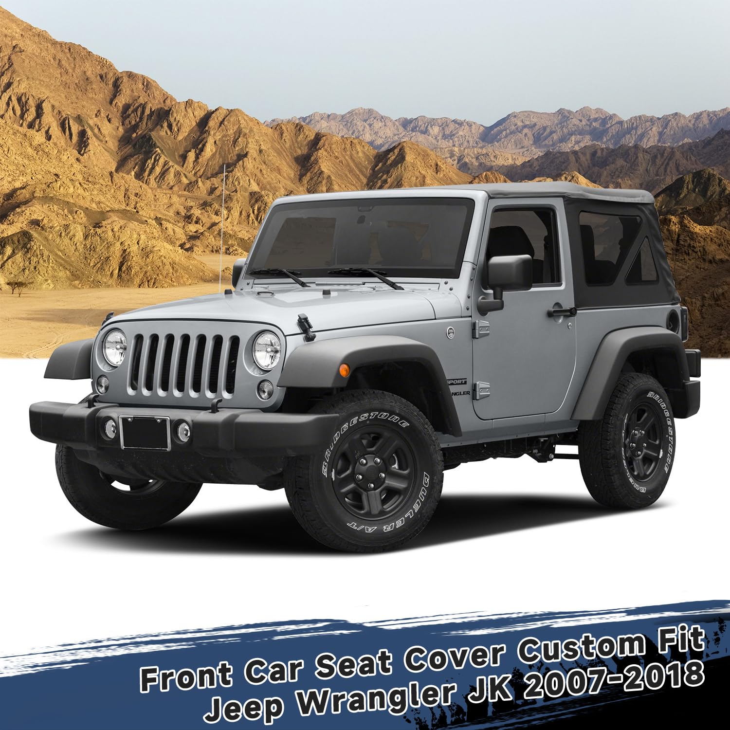 GIANT PANDA Front Car Seat Cover for Jeep Wrangler JK (2007-2018),Leather Bucket Seat Covers Custom Fit Jeep Accessories (Black)