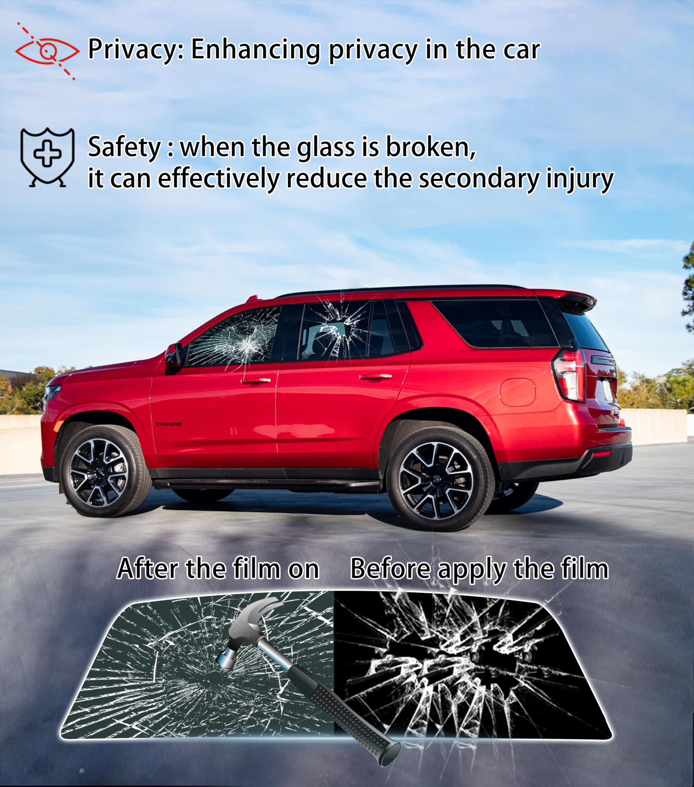 2Ply Premium Window Tint Film For Car 24''In X 20'Ft (5% Vlt), Protects Privacy, Blocks Uv And Reduces Heat, Film Roll For Car F