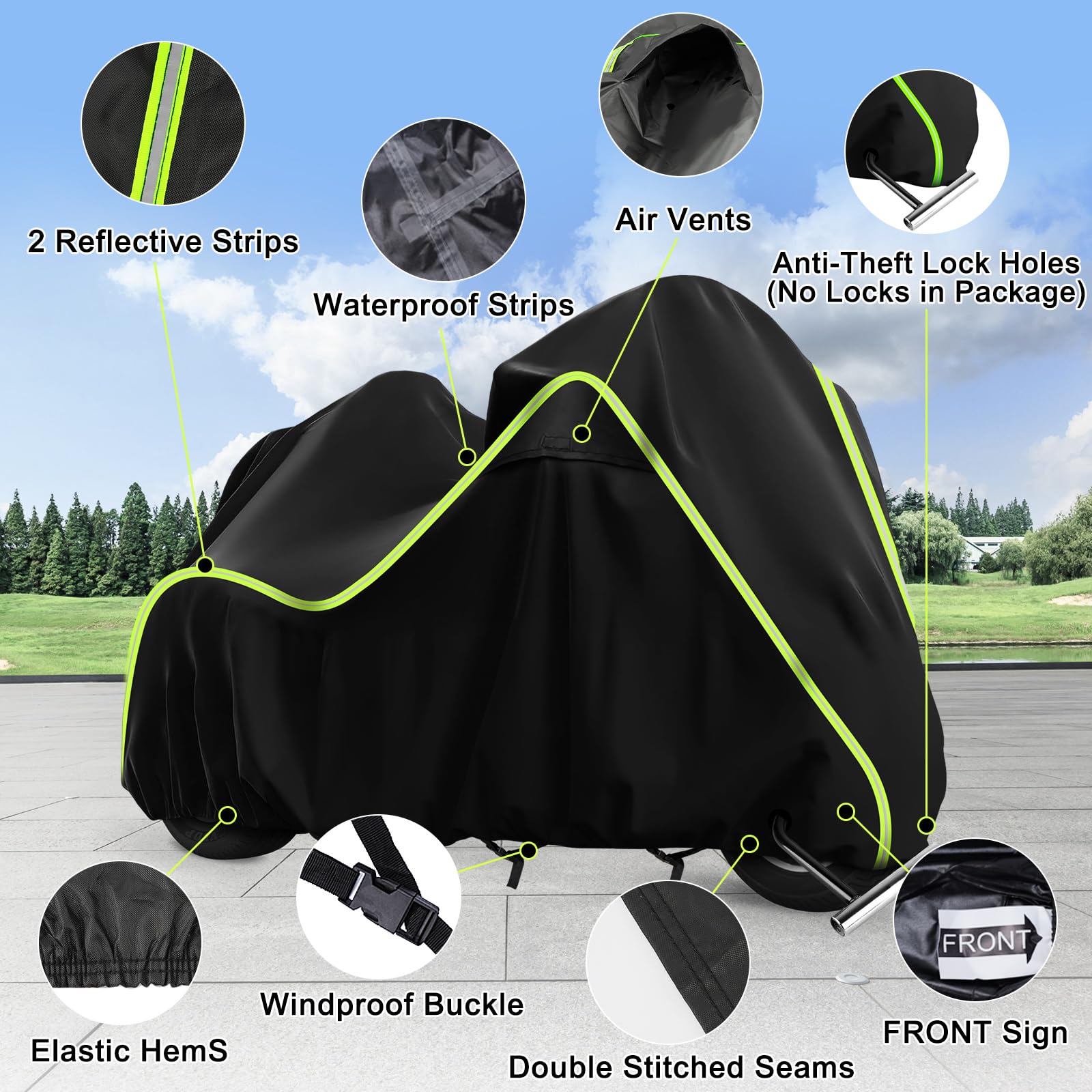 Qunsunus Motorcycle Cover For Harley Davidson Trike Models Freewheeler/Tri Glide Ultra/Cvo Version/Gold Wing With Vent And Anten