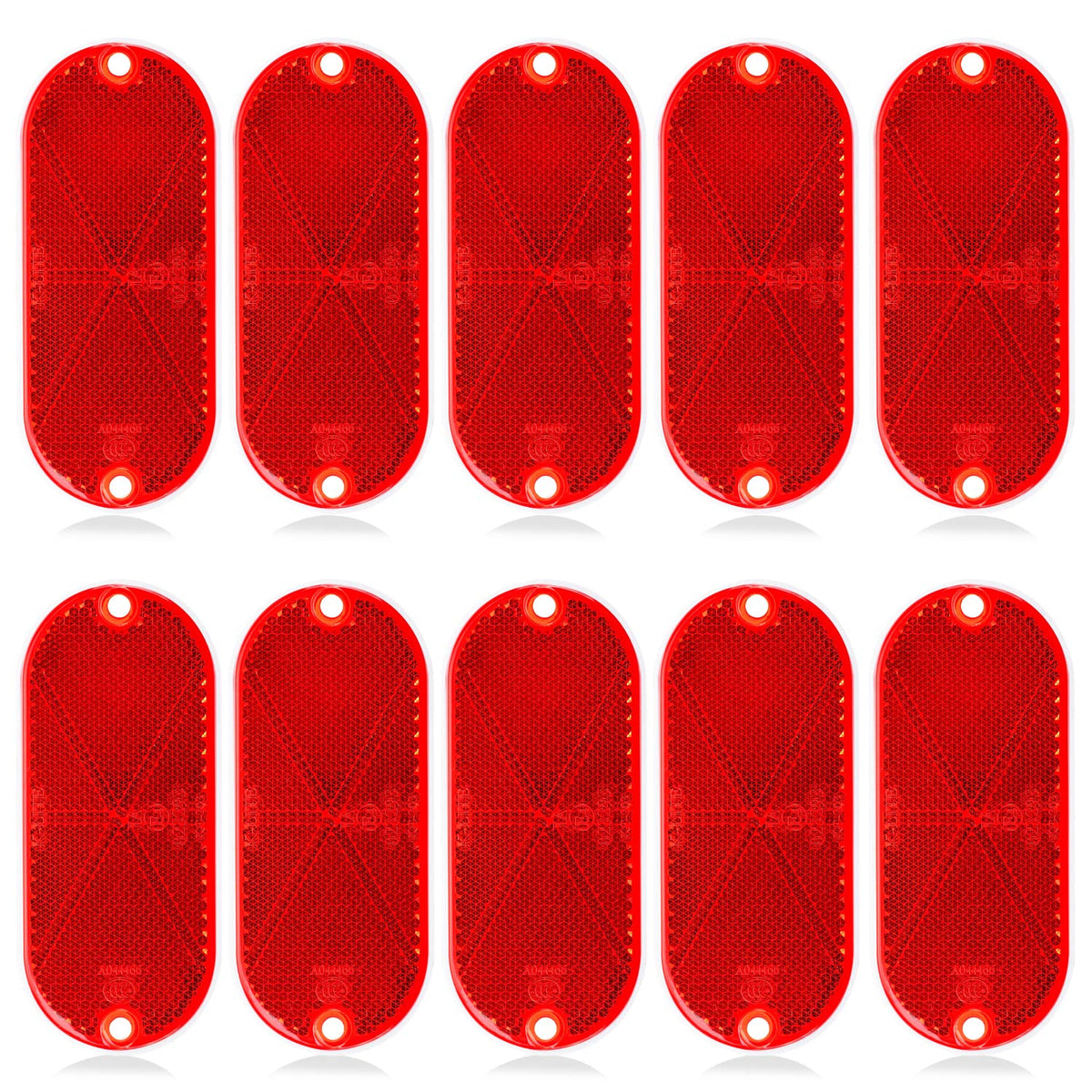 Smseace 10Pcs Red Oval Reflector With Mounting Hole Used For Roads,Mailboxes,Tunnels,Cars Oval Front Reflector D-032-R