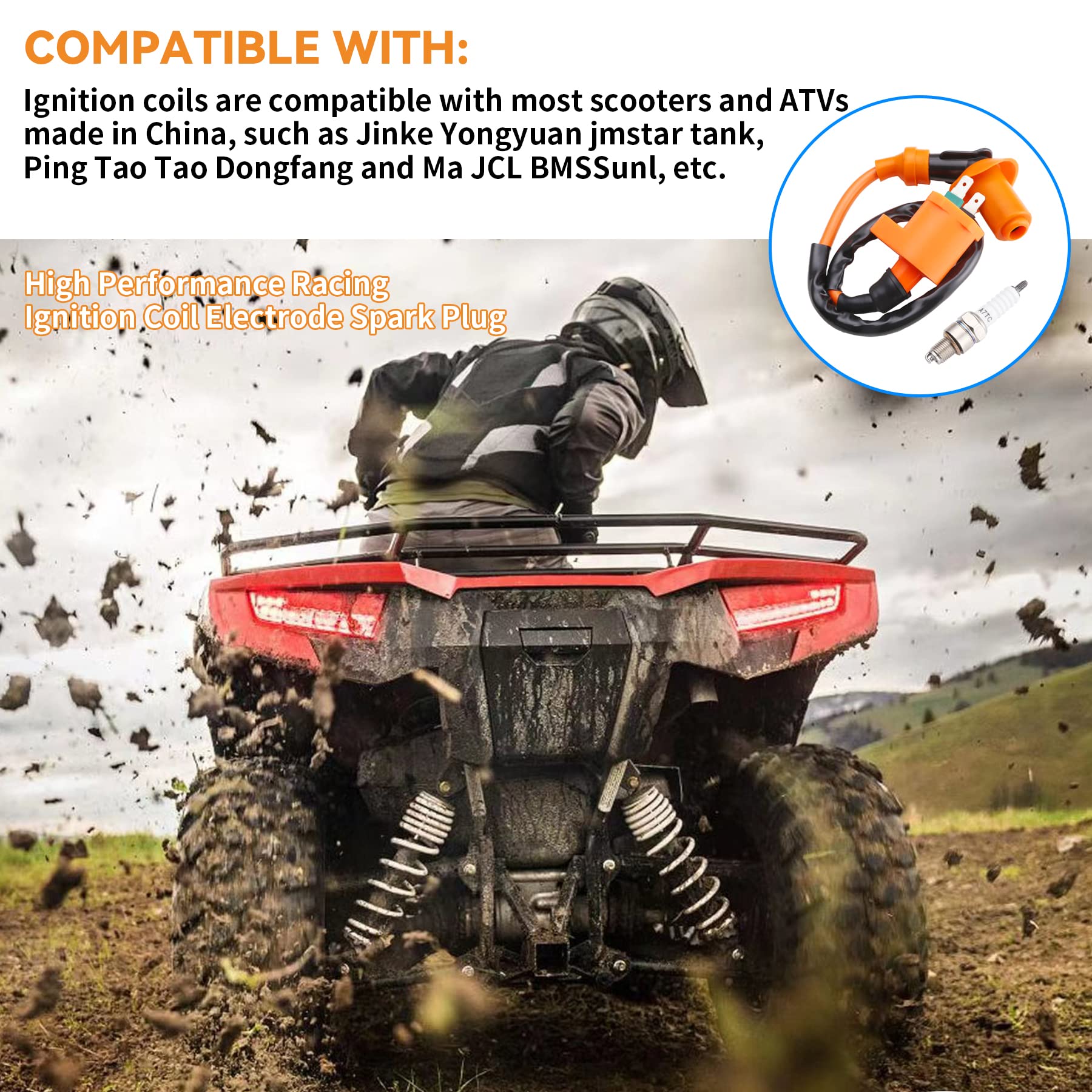 Stylemafia High Performance Racing Ignition Coil Electrode Spark Plug fit for GY6 50cc 150cc 125cc 150cc Chinese ATV Moped Scoot