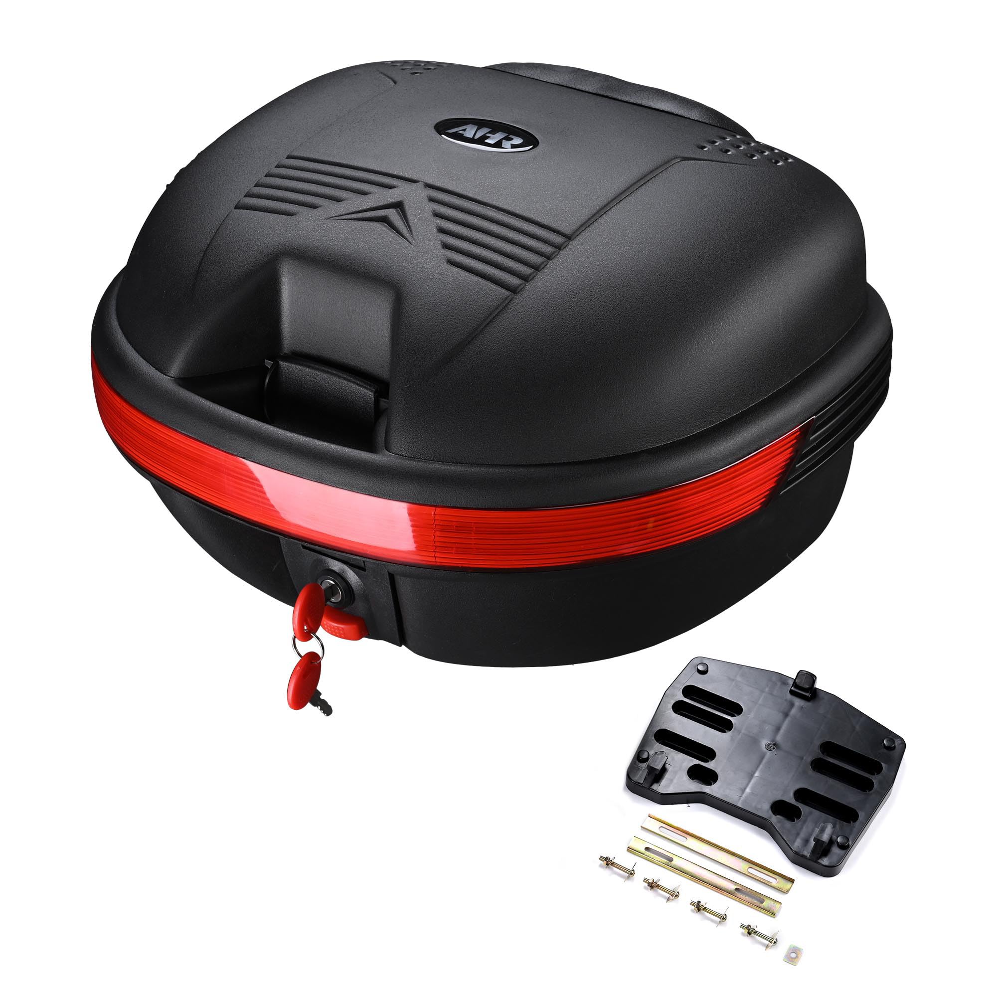 Yescom Ahr 30L Motorcycle Top Case Trunk Black Tail Box Scooter Tour Motorcycle Storage Box Carrier With Lock For Helmet Luggage