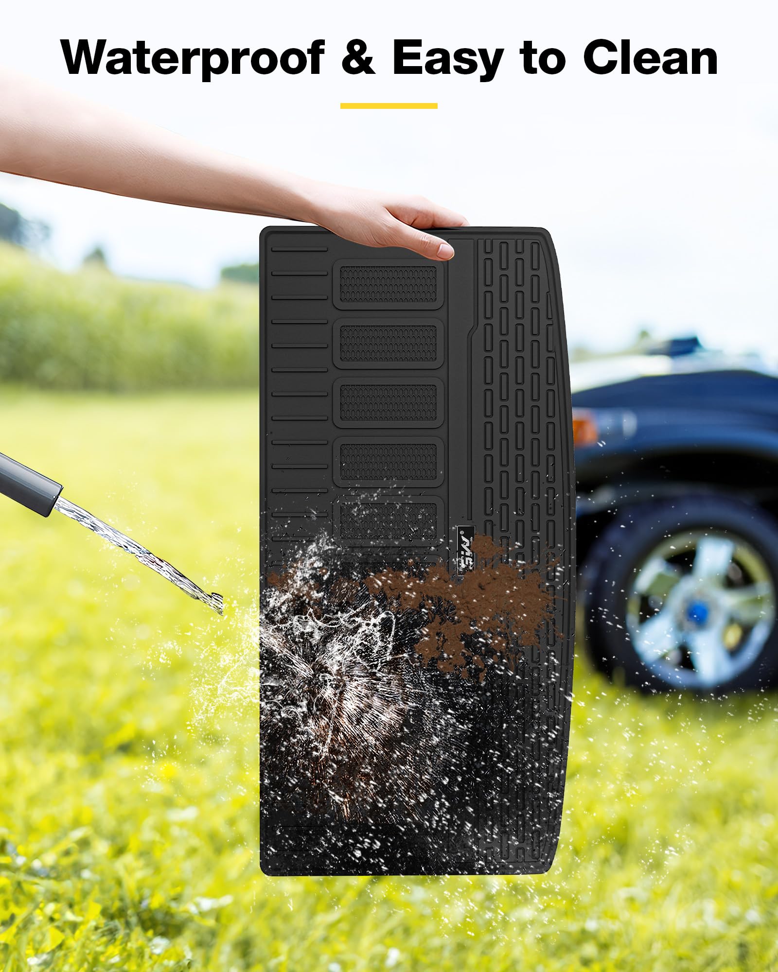 3W Cargo Liner Compatible With Jeep Grand Wagoneer(Non L) 2022-2024 2025 7 Passenger Model All Weather Custom Fit Black Trunk Ma