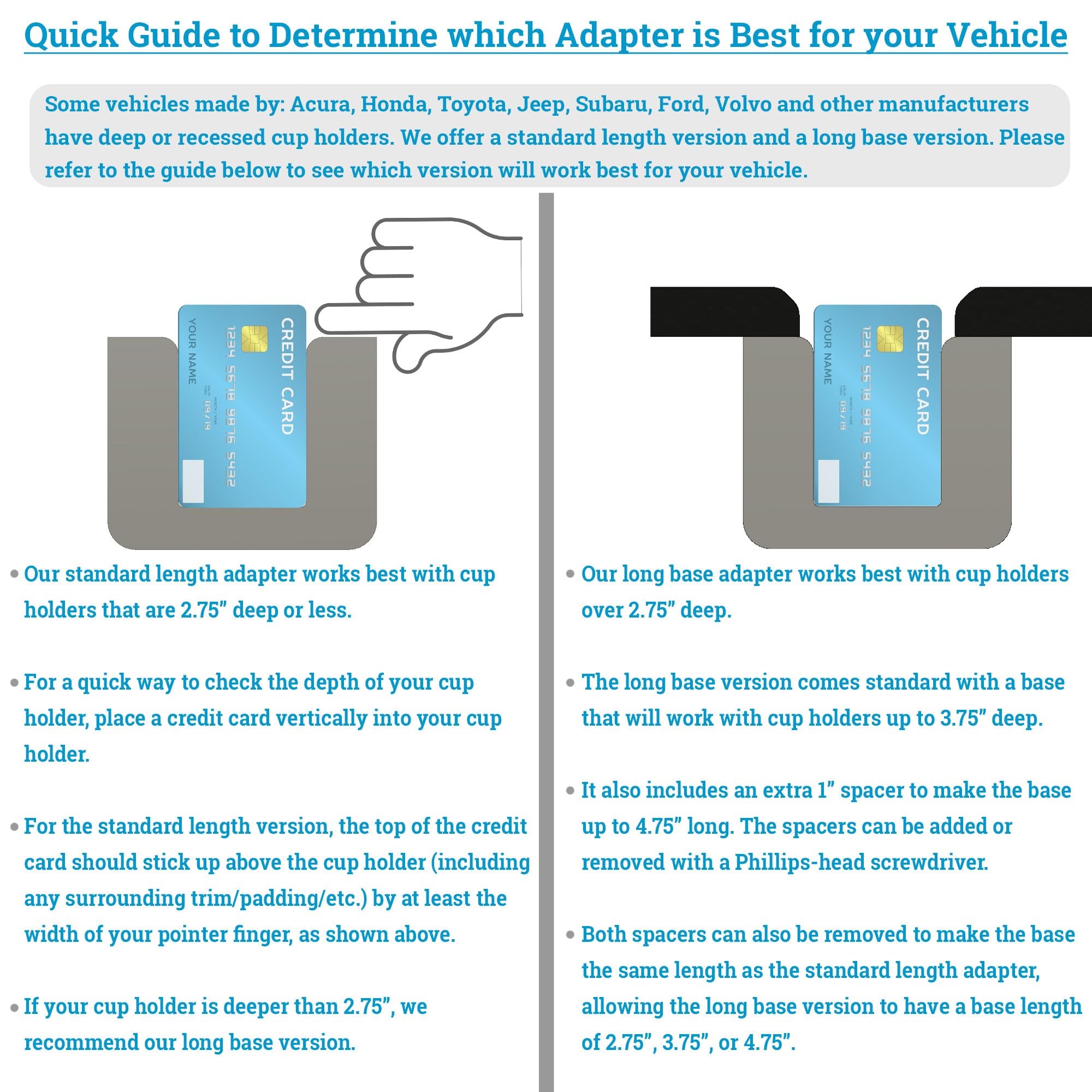 Swigzy Car Cup Holder Expander (Long Base) - Adjustable Expandable Insert Extender, Automotive Adapter Holds Hydro-Flask, Yeti,