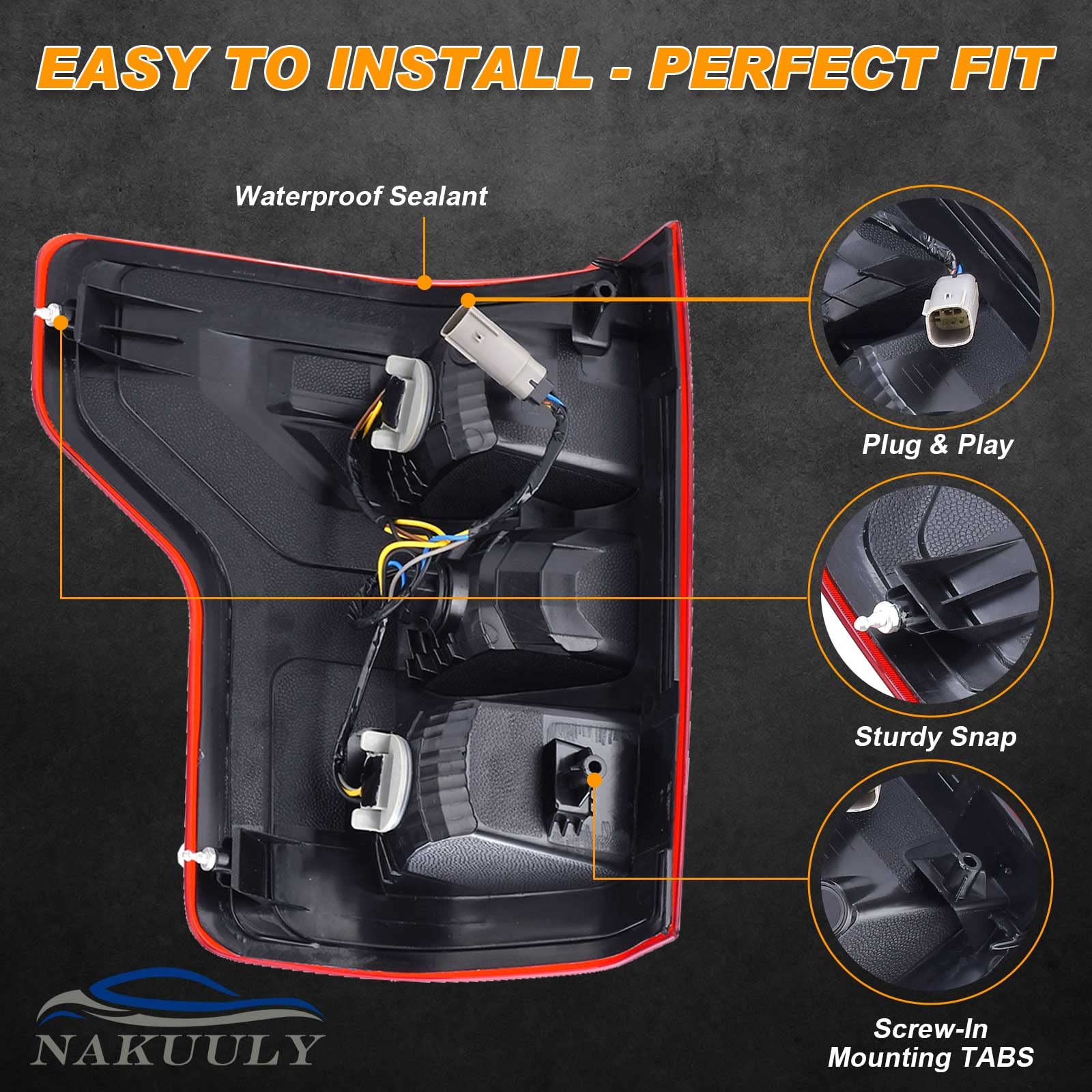 Nakuuly Tail Light Compatible With 2018 2019 2020 Ford F150 F-150 Right Passenger Side Taillight Rear Brake Lamp Signal Assembly