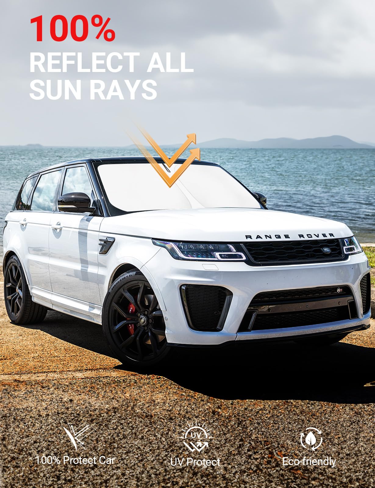 Proadsy 2025 Upgrade Windshield Sun Shade 4-Layer Custom Fit For 2014-2022 Land Rover Range Rover Sport Suv Foldable Front Sunsh