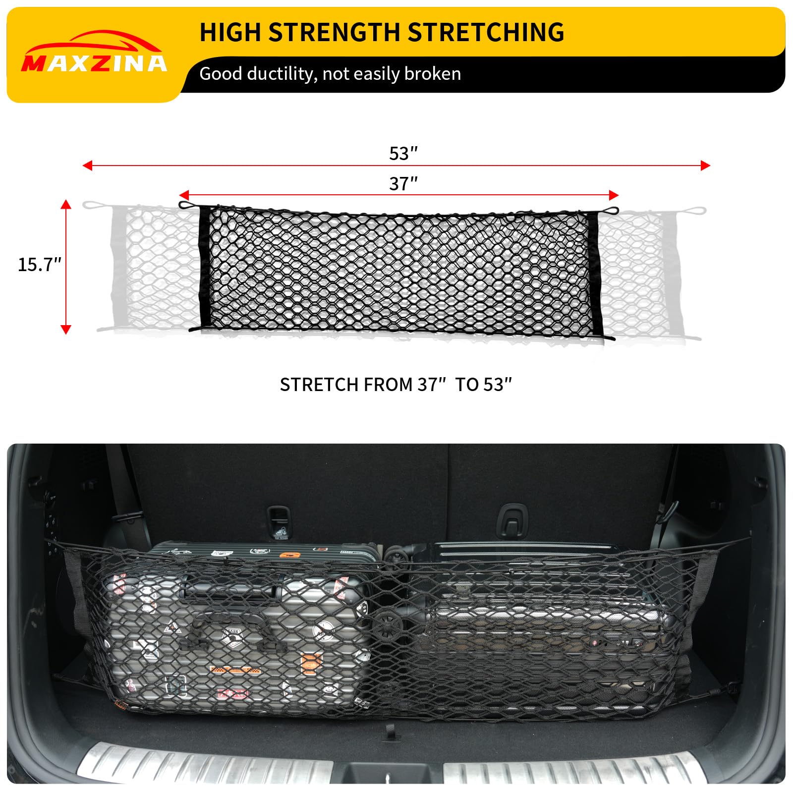 Maxzina Cargo Net Compatible With 2013-2025 Nissan Pathfinder Truck Bed Cargo Net 3.05'  1.31' Double Layer Envelope Style Dense