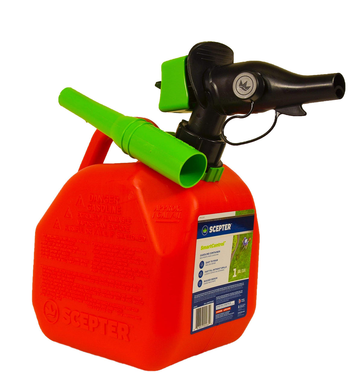 Scepter Fr1G152 Fuel Container With Spill Proof Smart Control Spout With Bonus Funnel, Red Gas Can, 1 Gallon