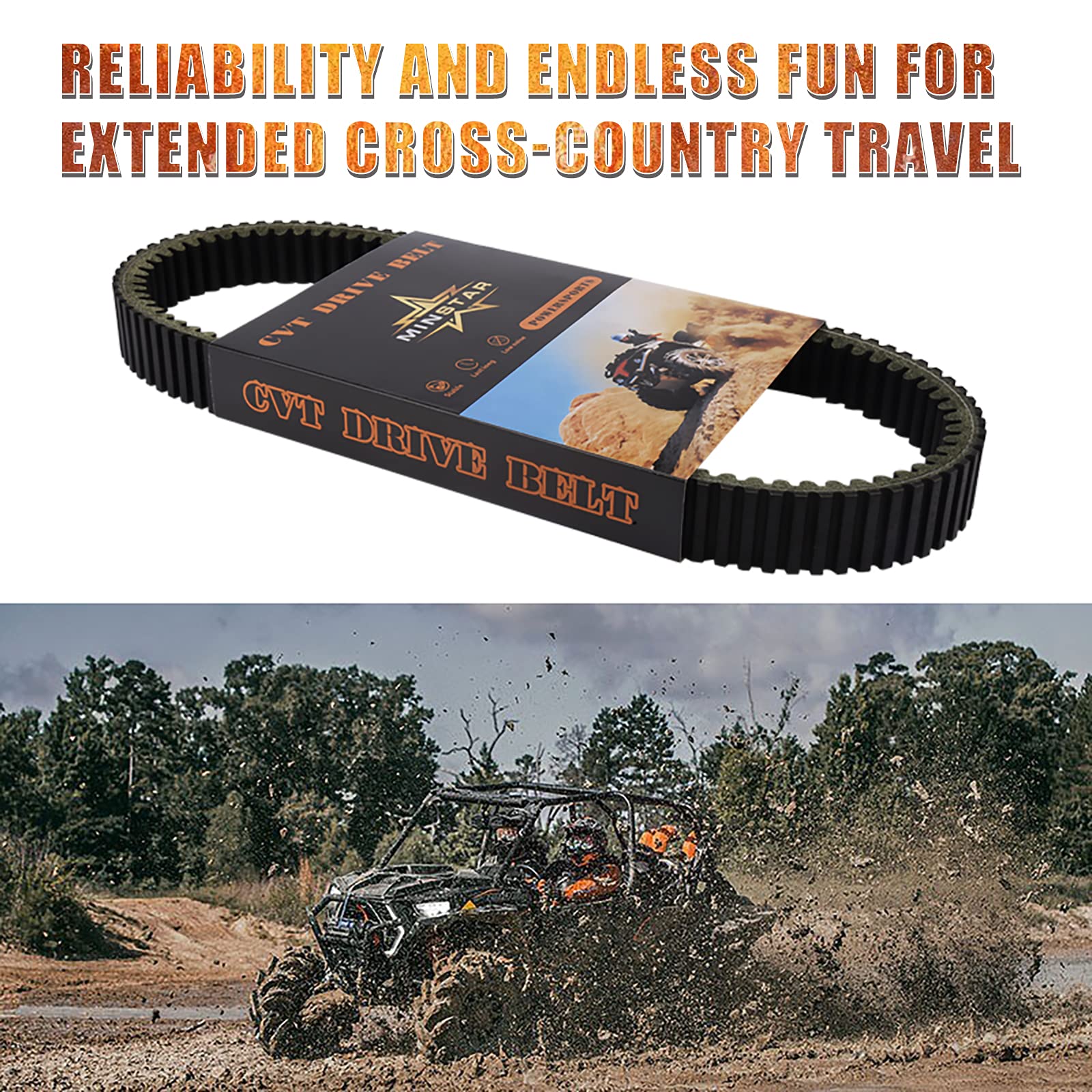 Minstar Drive Belt Replace No.3211077 3211161 3211162 20G4022 Compatible With Polaris Ranger 500 / Rzr 800 / Scrambler 400 / Trail Boss 250 330/ Xplorer 300/ Magnum 2X4 4X4 6X6.