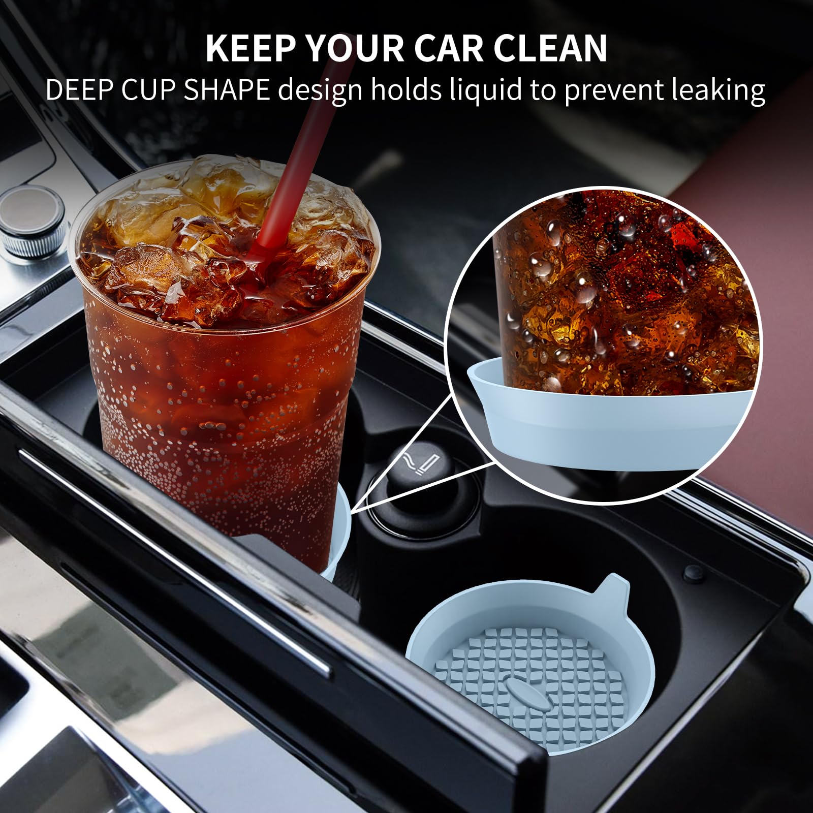 Me.Fan Car Cup Holder Coasters [4 Pack] Silicone Cups Mats, Automotive Universal Non-Slip Recessed Interior Accessories Ether