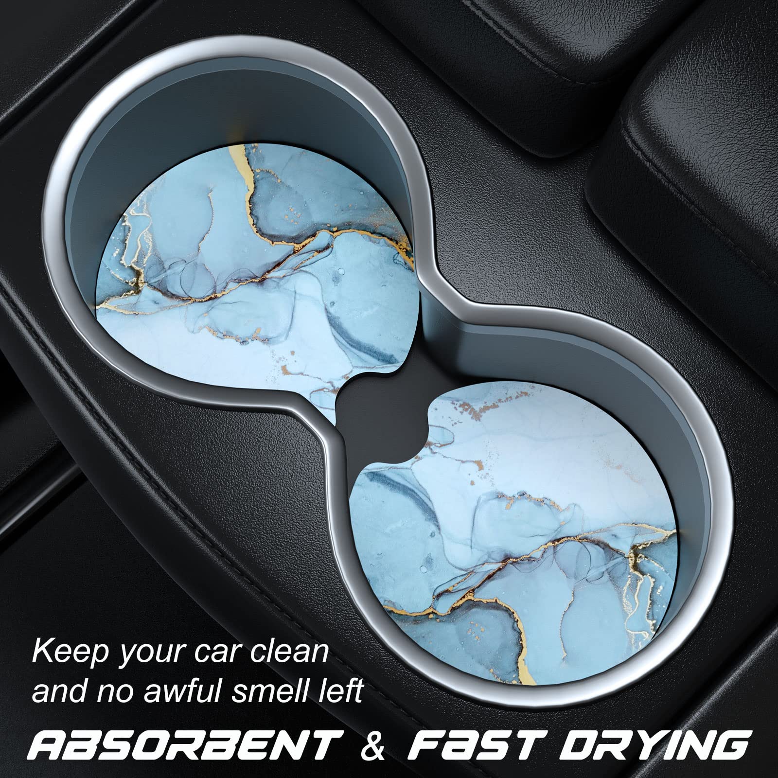 Aiawoxc Car Cup Holder Coasters, 2 Pack Universal Auto Anti Slip Insert Coaster, Rubber Car Coasters With A Finger Notch, Cute C