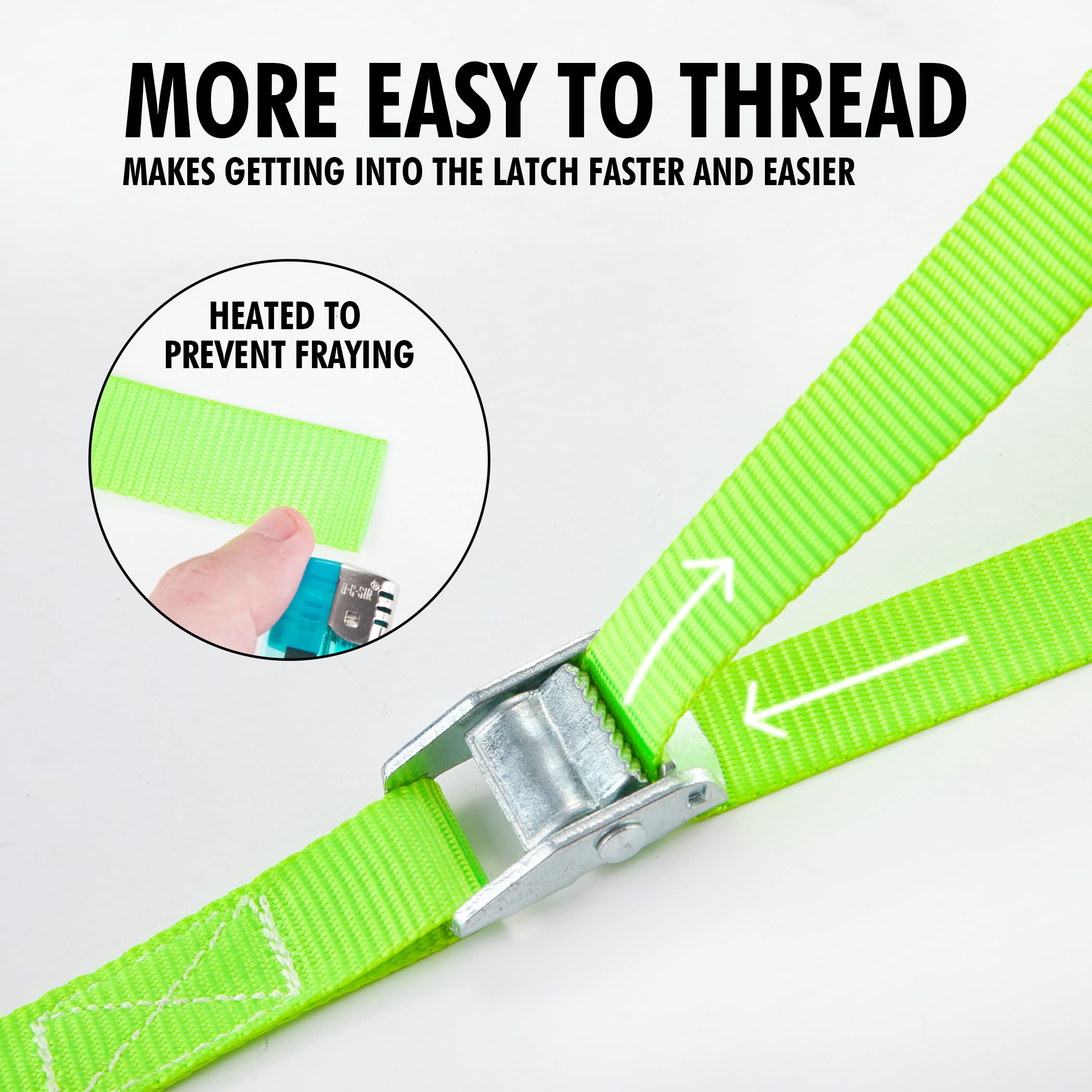 Cartman 1'' X 12'Lashing Straps Cargo Tie-Down Strap Up To 600Lbs, 6Pk In Carry Bag, Green
