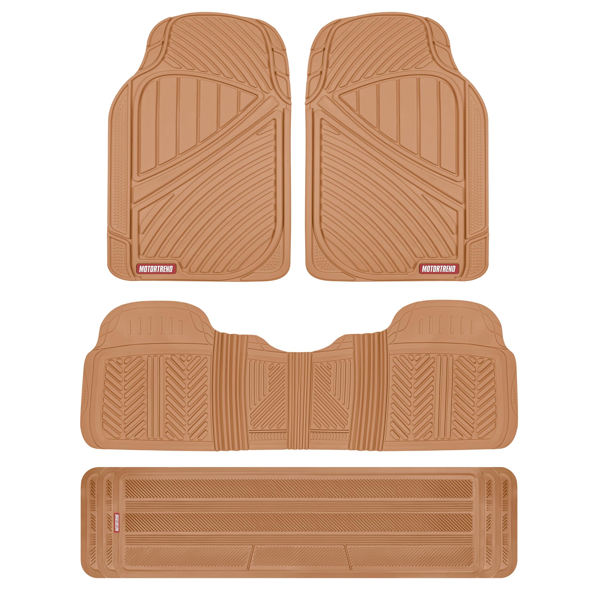 Motor Trend 3-Row Heavy Duty Rubber Floor Mats & Liners For Car Suv Van, Front 2Nd & 3Rd Row Durable Polymerized Latex Full Inte