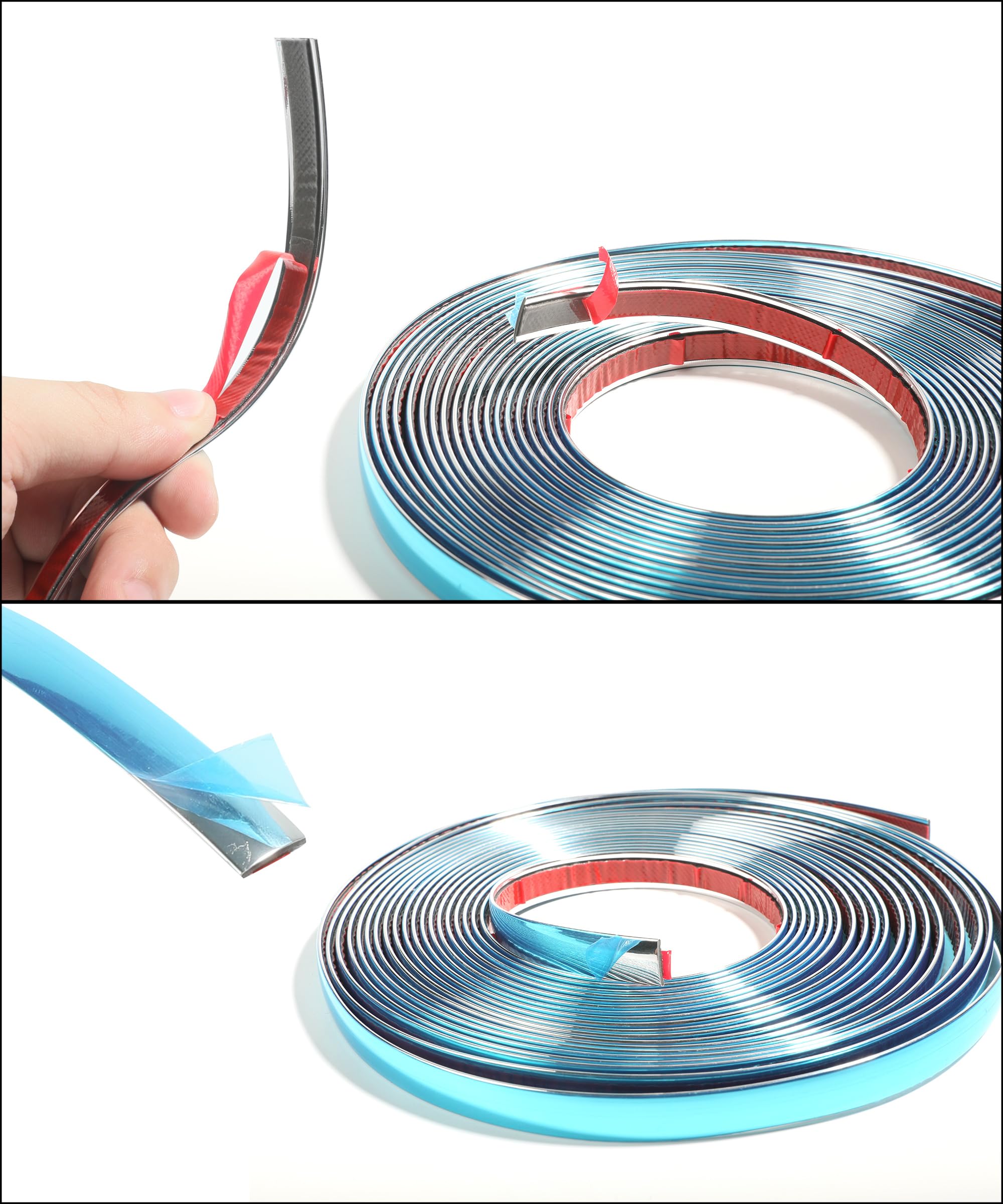 Zlirfy 25Ft Automotive Chrome Trim Molding,Universal Decorative Scratch-Proof Decorative Protect Sticker,1/2'' Wide Car Body Chr