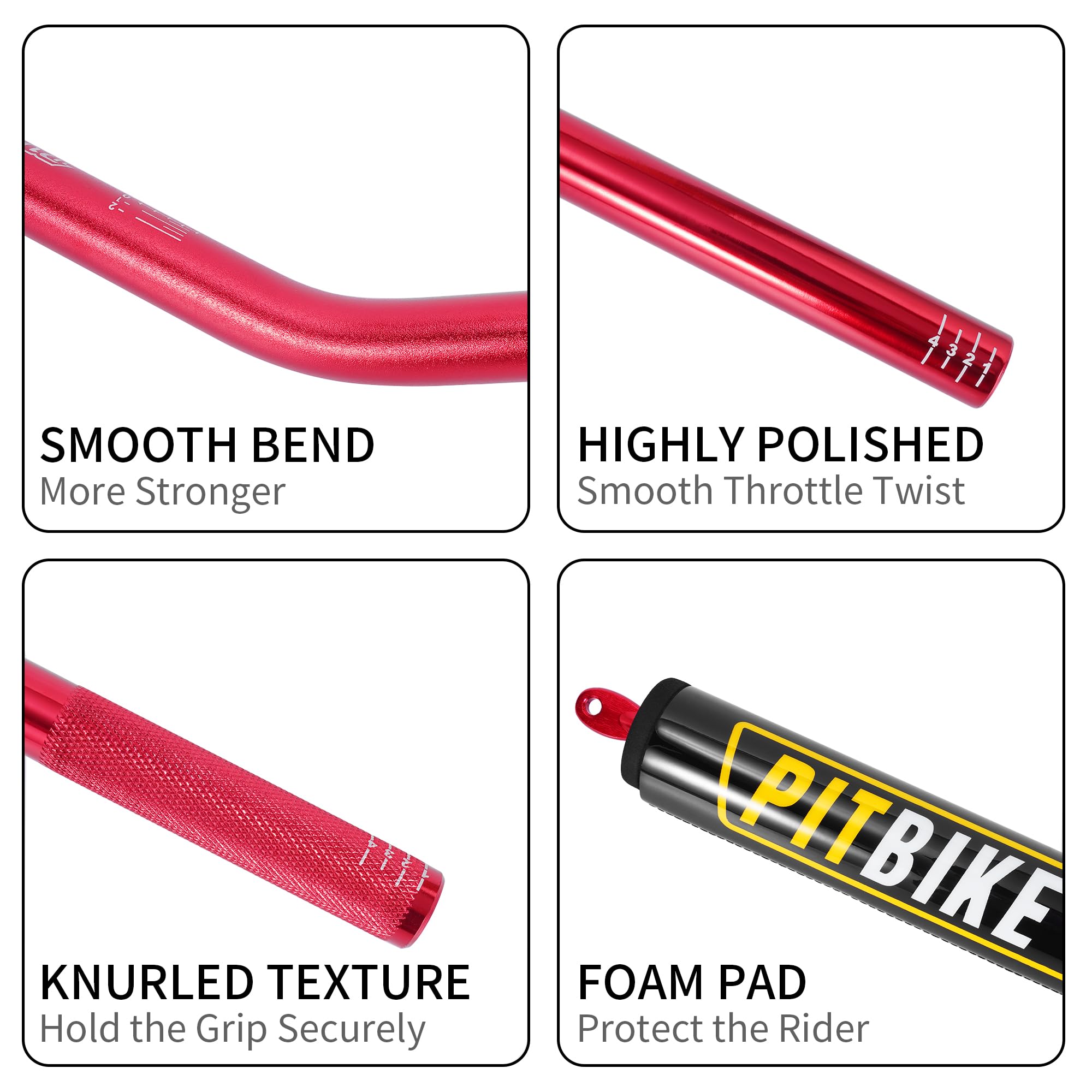 Motorcycle Handlebars 7/8 Inch,RUTU Universal Dirt Bike Handle Bar with Crossbar Pad Low-Rise Drag Bar for Motocross ATV Quad-Re