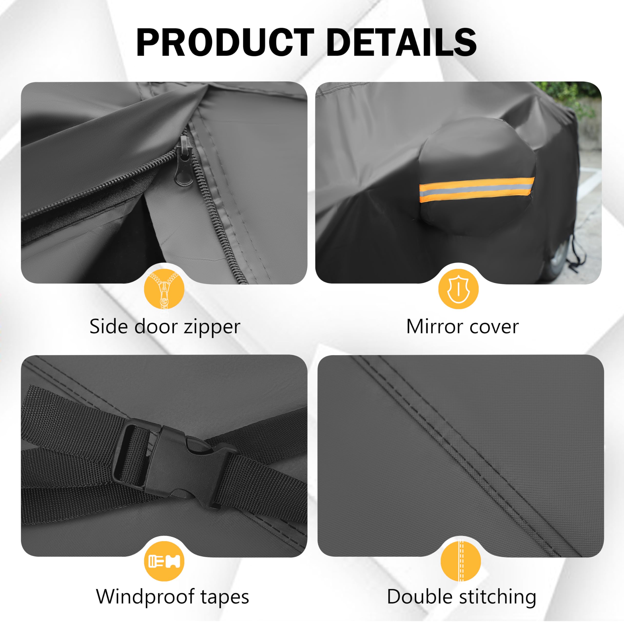 Mornyray Compatible With Ford F150,Car Cover Outdoor Waterproof Sun Rain Snow Hail Protection With Driver Door Zipper (Black, Cu