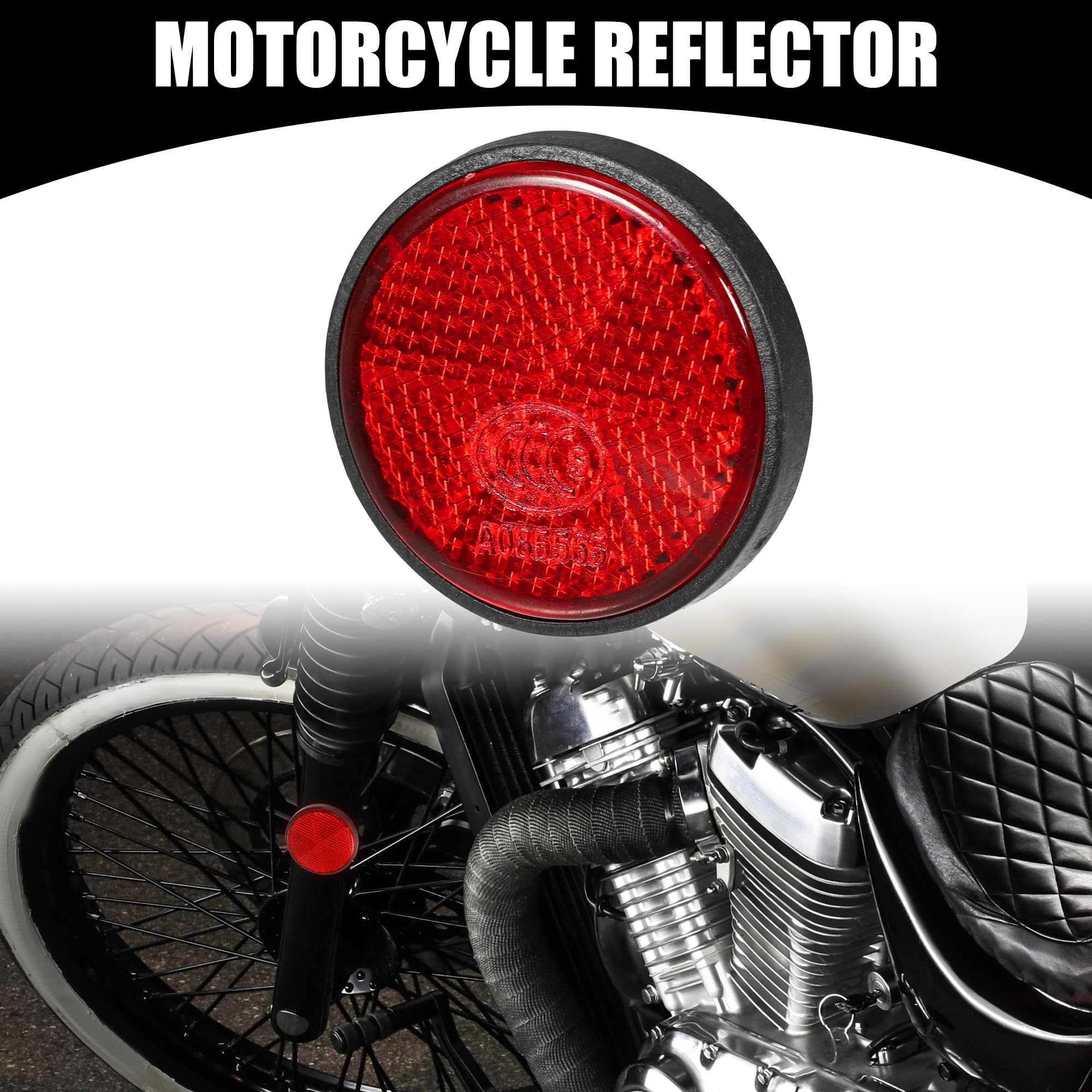 Partuto 6Pcs 1.73'X0.31' Universal Reflector - Round Motorcycle Bike Safety Reflector Increase Visibility And Safety On The Road - Plastic Red