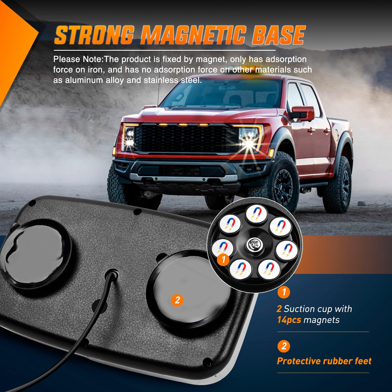 Nilight 12 Inch Roof Top Strobe Lights 48Led Hazard Light Emergency Safety Warning Led Flashing Light Bar Magnetic Mount 12V 24V