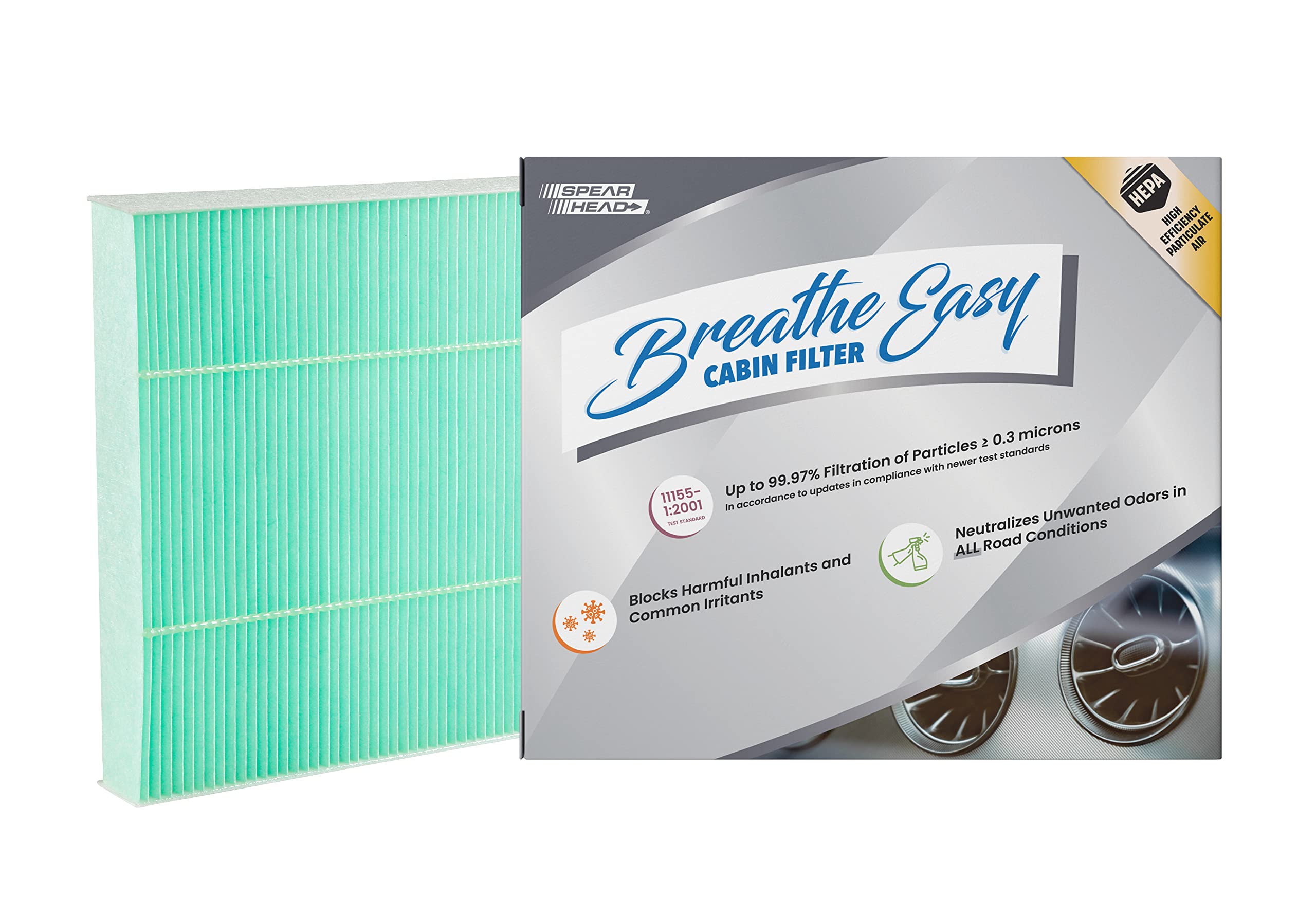 Spearhead Hepa Breathe Easy Cabin Filter, Up To 99.97% Filtration Of 0.3 Micron Particles W/No Airflow Reduction (Be-643H)
