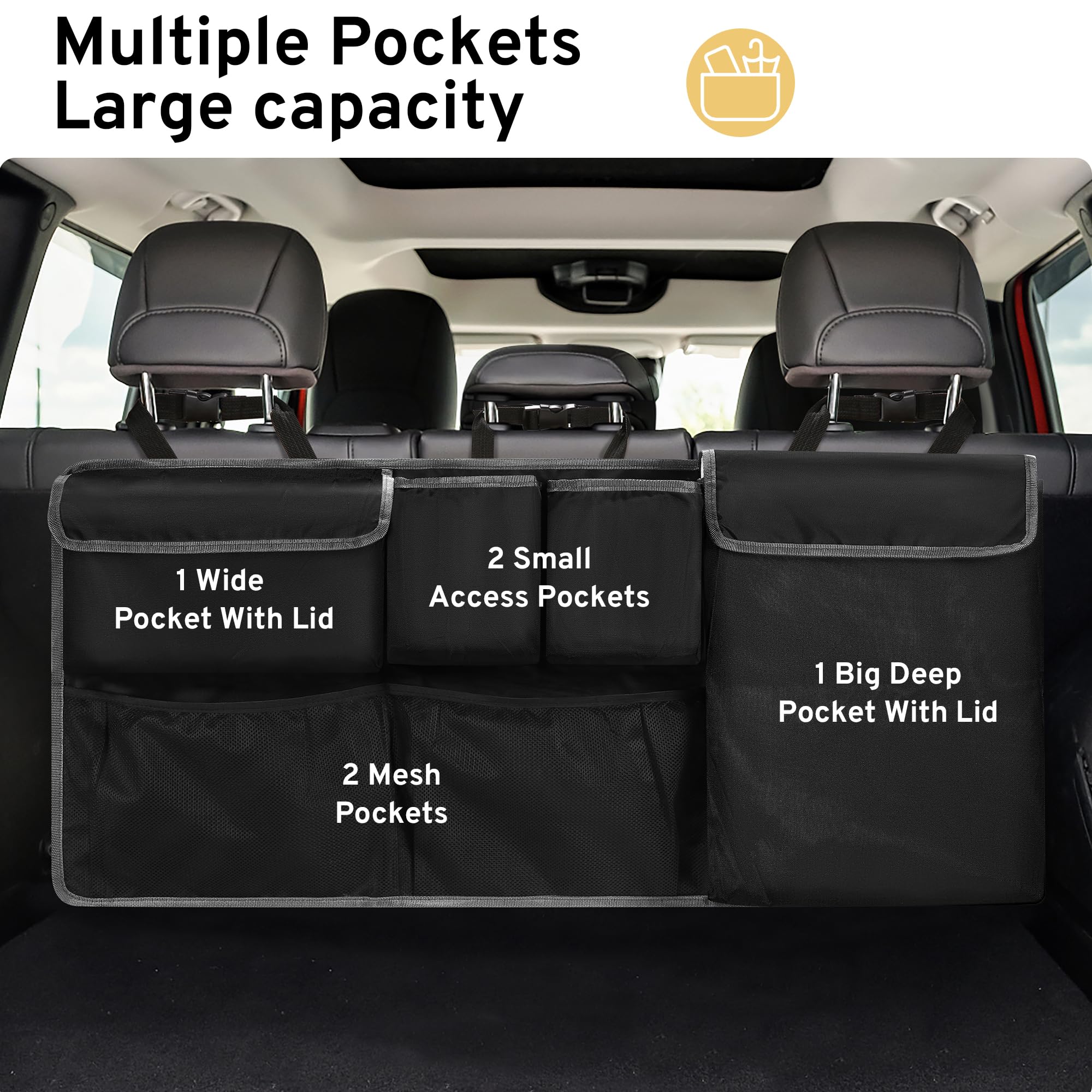 XHRING Car Trunk Organizer Storage Backseat Hanging Bag for Jeep Wrangler Grand Cherokee Renegade Cherokee Compass JL Wagoneer P