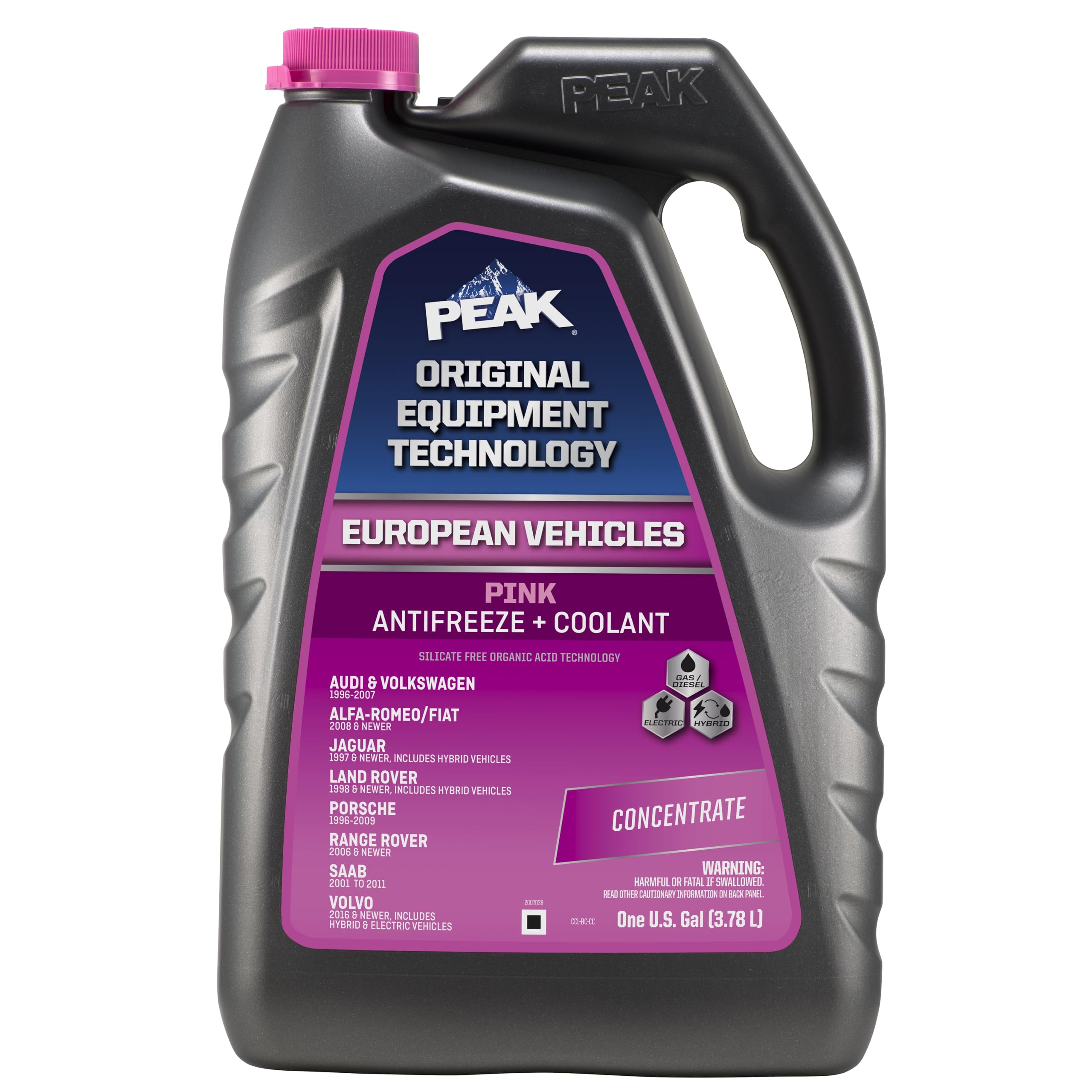 Peak Oet Extended Life Pink Concentrate Antifreeze/Coolant For European Vehicles, 1 Gal.